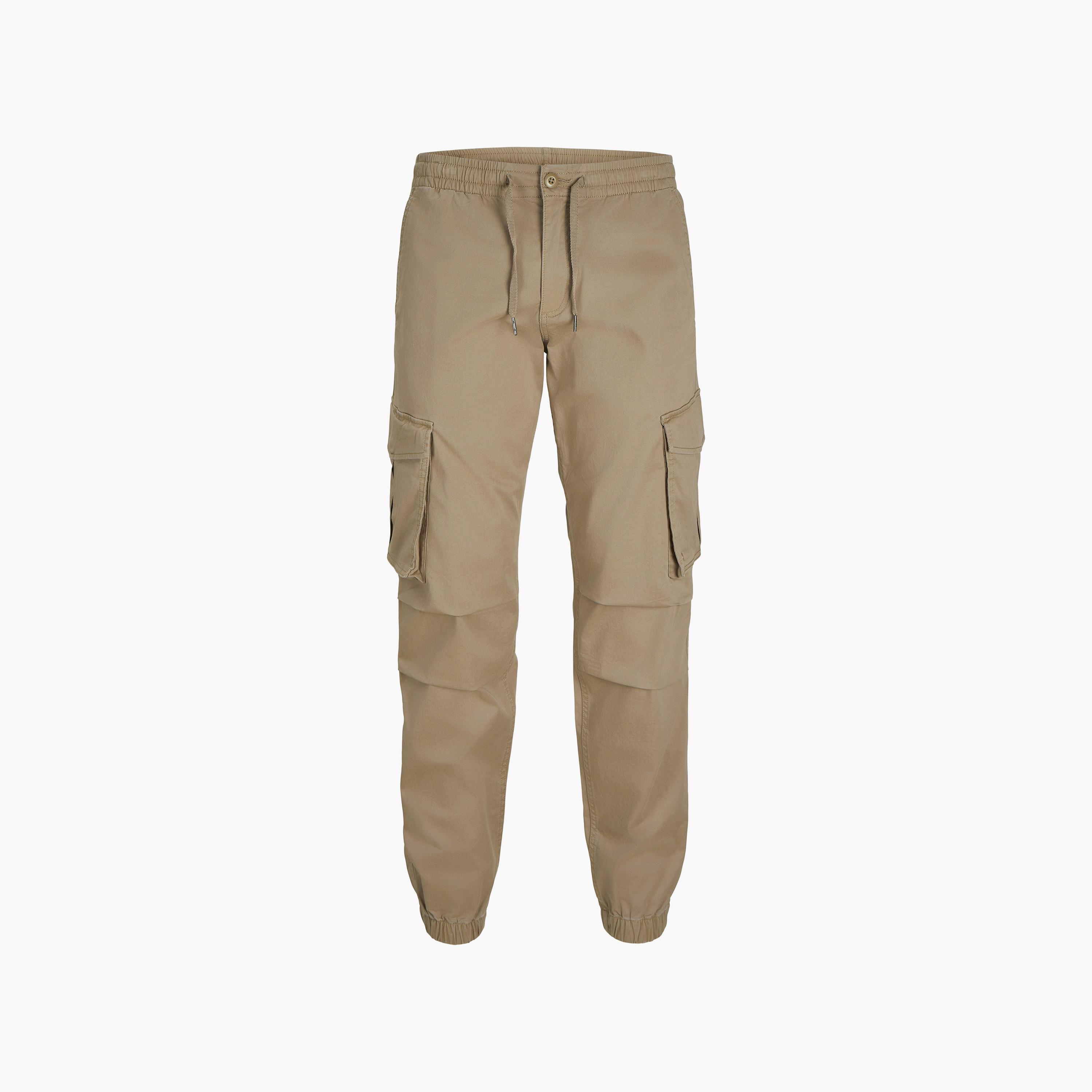 بنطال كارجو رجالي سادة بخصر متوسط الارتفاع مع زر وسحاب للإغلاق من جاك آند جونز-men-clothing-bottoms-trousersandchinos-trousers-image-7