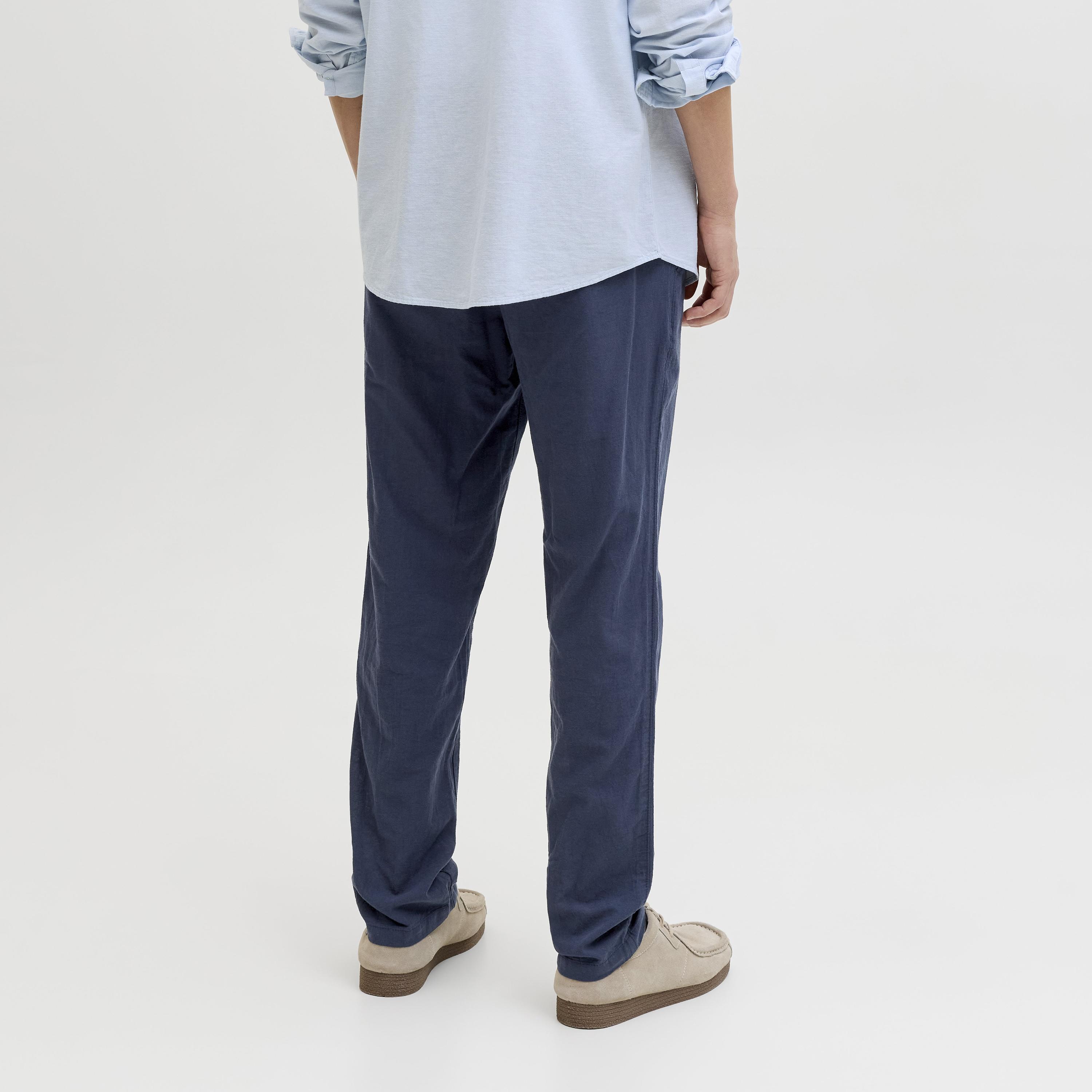 بنطلون تشينو رجالي بقصة مدببة (تاپيرد فيت) سادة بخصر متوسط الارتفاع من جاك آند جونز-men-clothing-bottoms-trousersandchinos-chinos-image-9
