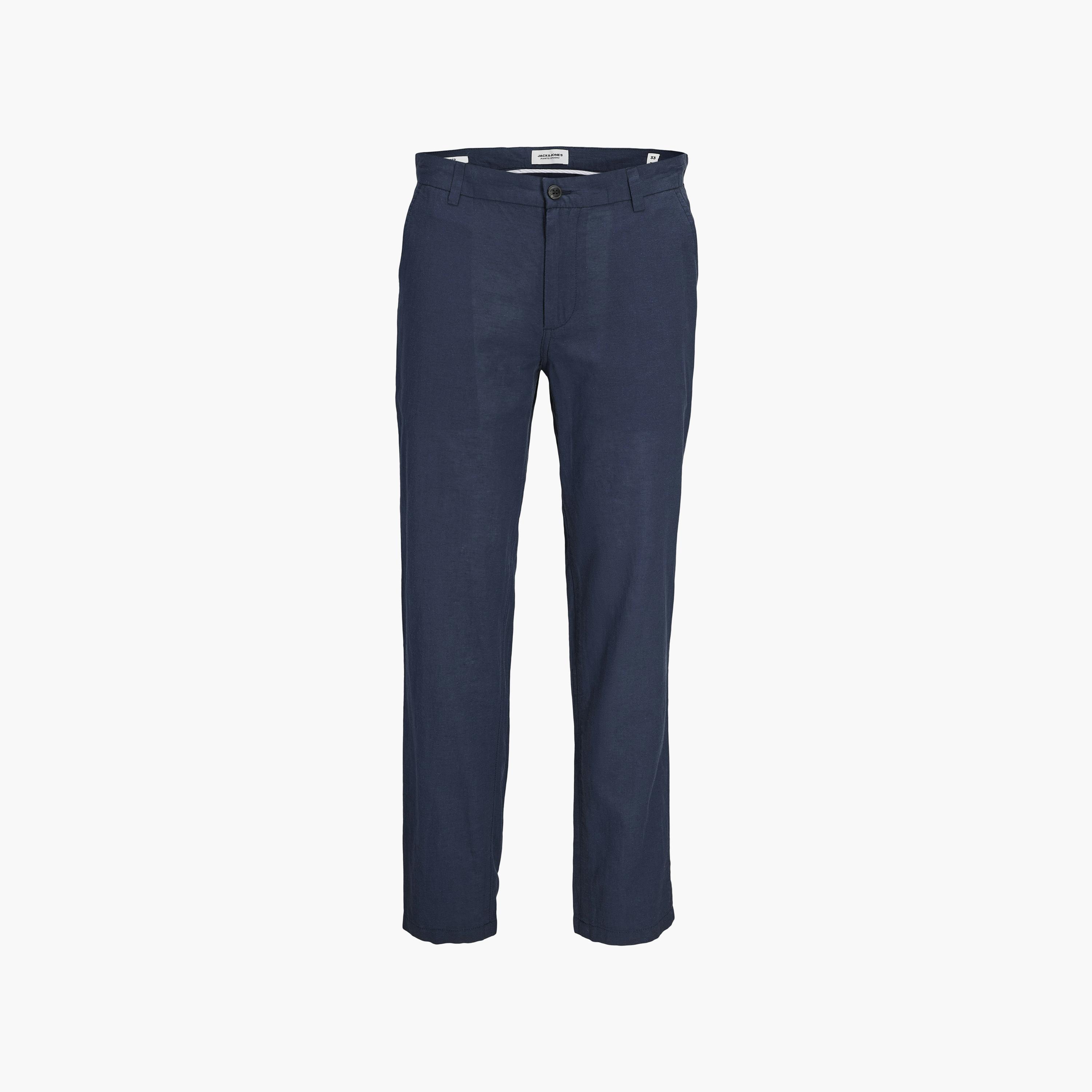 بنطلون تشينو رجالي بقصة مدببة (تاپيرد فيت) سادة بخصر متوسط الارتفاع من جاك آند جونز-men-clothing-bottoms-trousersandchinos-chinos-image-12