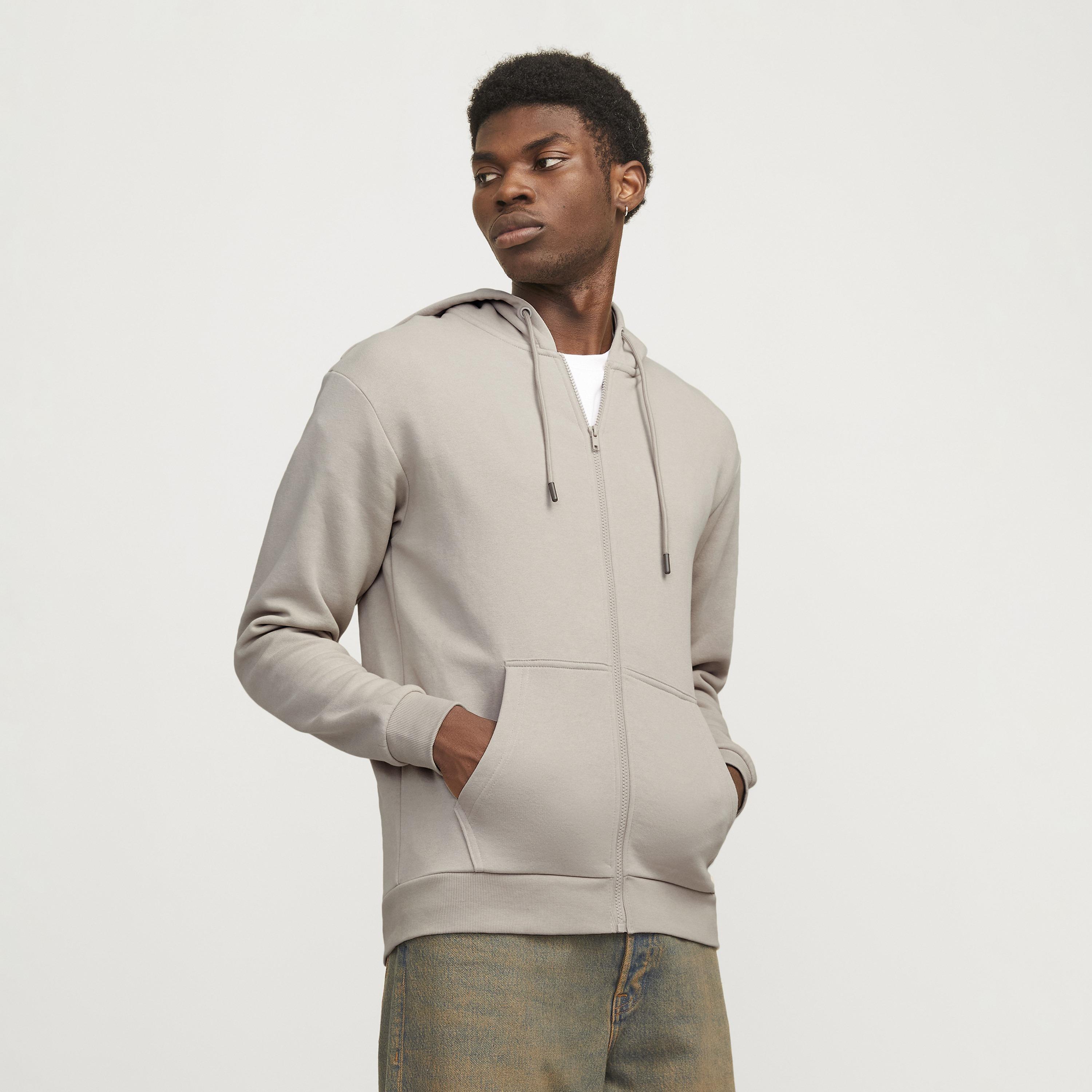 هودي رجالي سادة بأكمام طويلة وسحاب كامل من جاك آند جونز-men-winterwear-hoodiesandsweatshirts-image-1