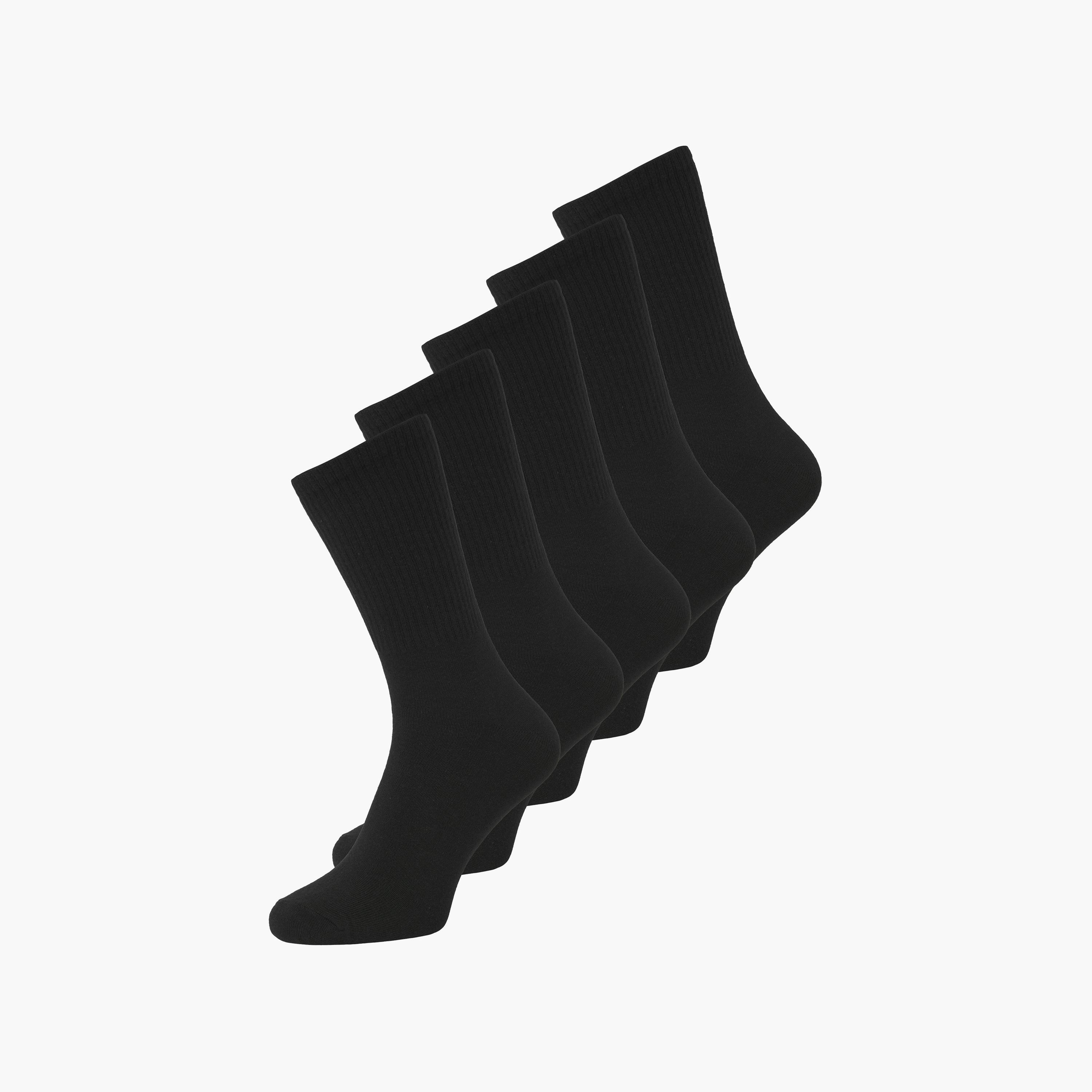 طقم جوارب تنيس قطنية رجالي بطبعة نصية "جاك بيسك" من جاك آند جونز - 5 أزواج | 12254955-men-socks-image-1