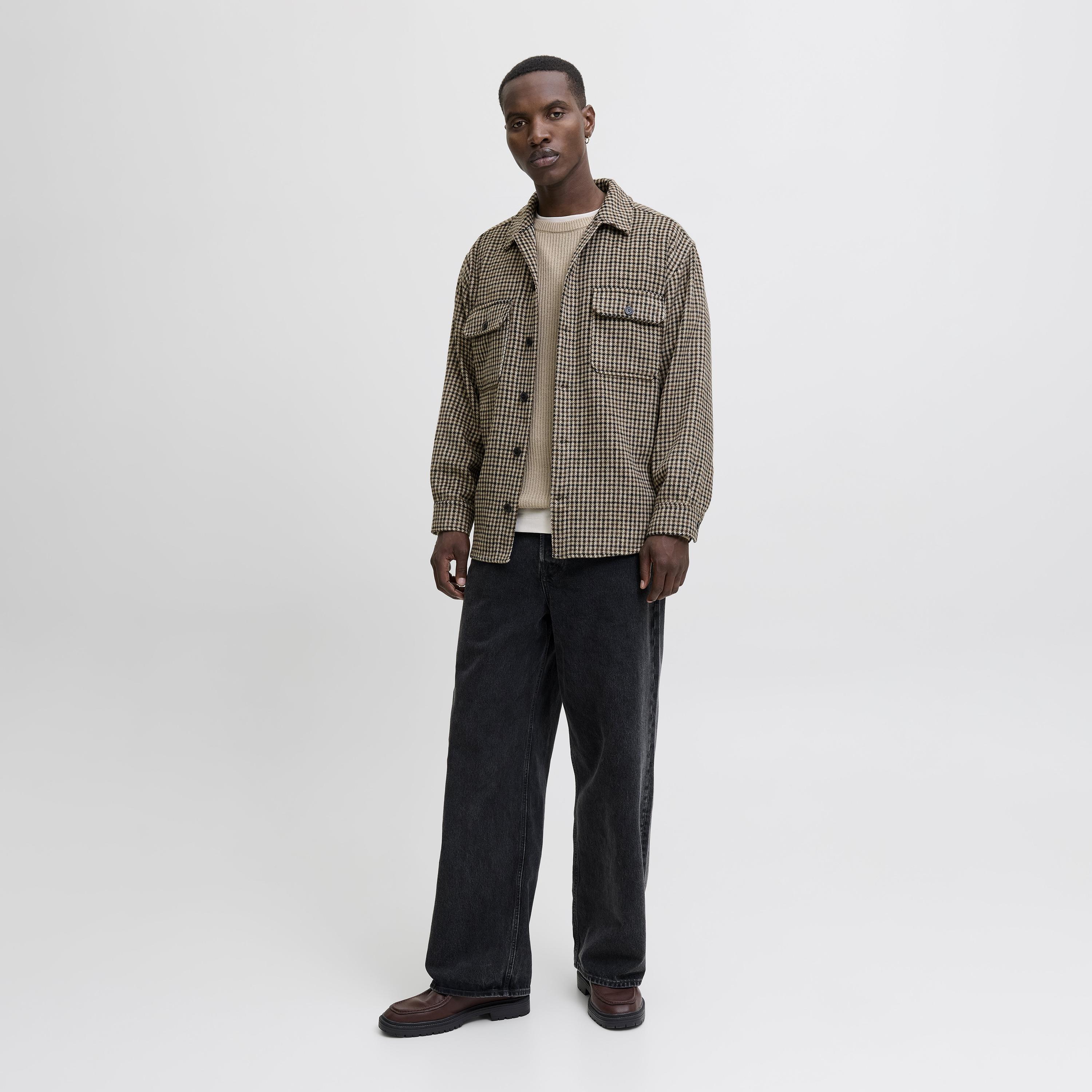 Jack & Jones Regular Fit Checked Spread Collar Long Sleeves Men's Shacket-men-clothing-shirts-image-2