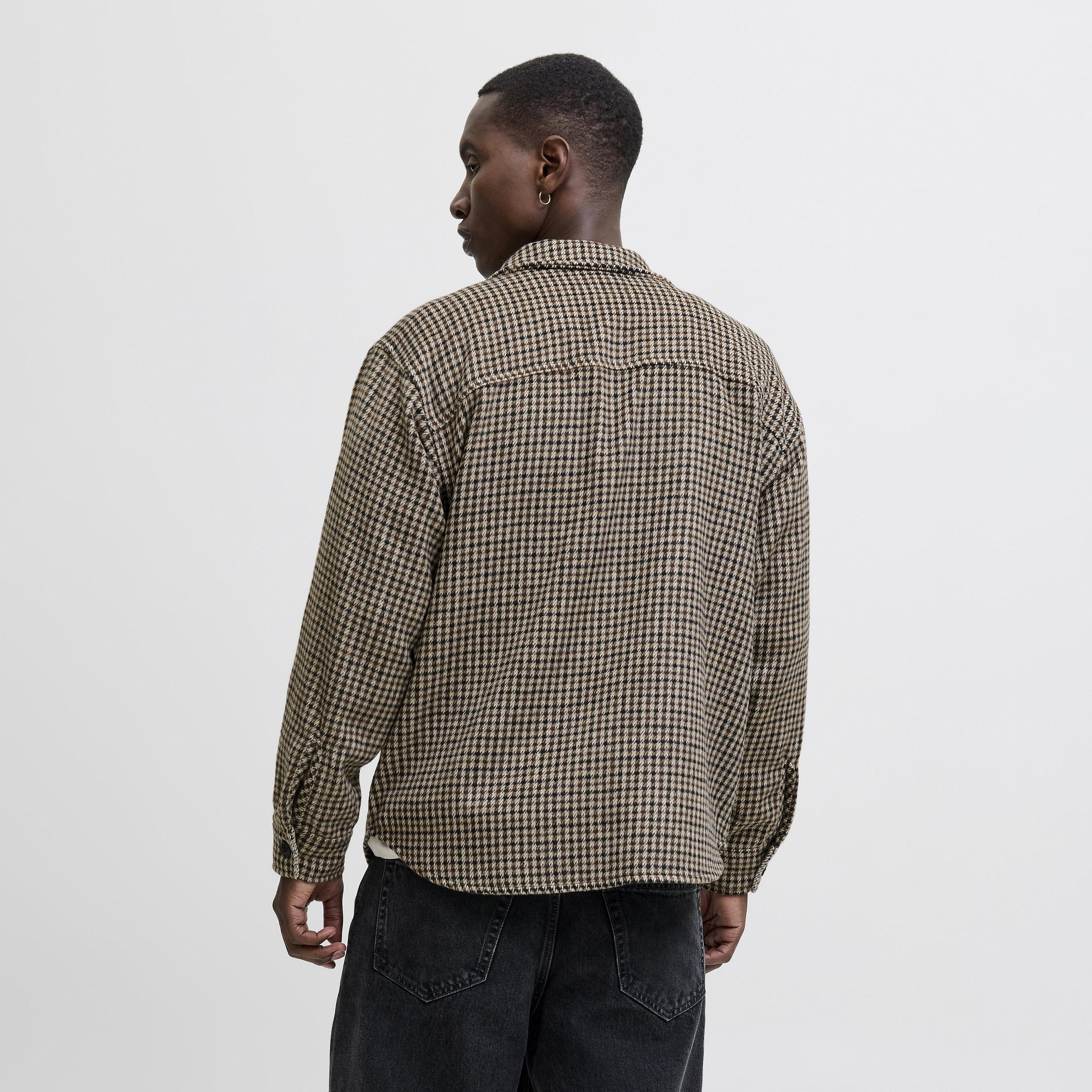 Jack & Jones Regular Fit Checked Spread Collar Long Sleeves Men's Shacket-men-clothing-shirts-image-4