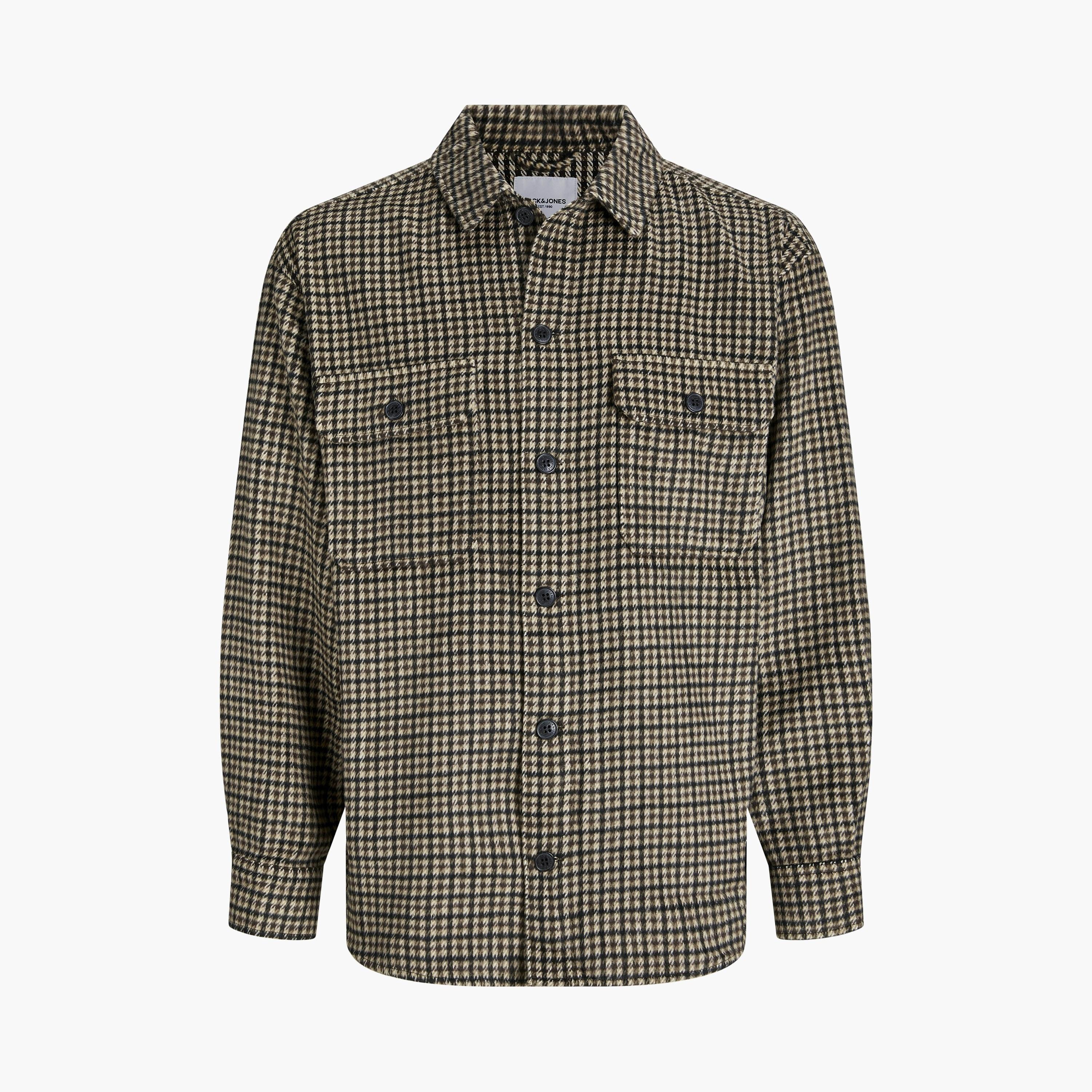 Jack & Jones Regular Fit Checked Spread Collar Long Sleeves Men's Shacket-men-clothing-shirts-image-6