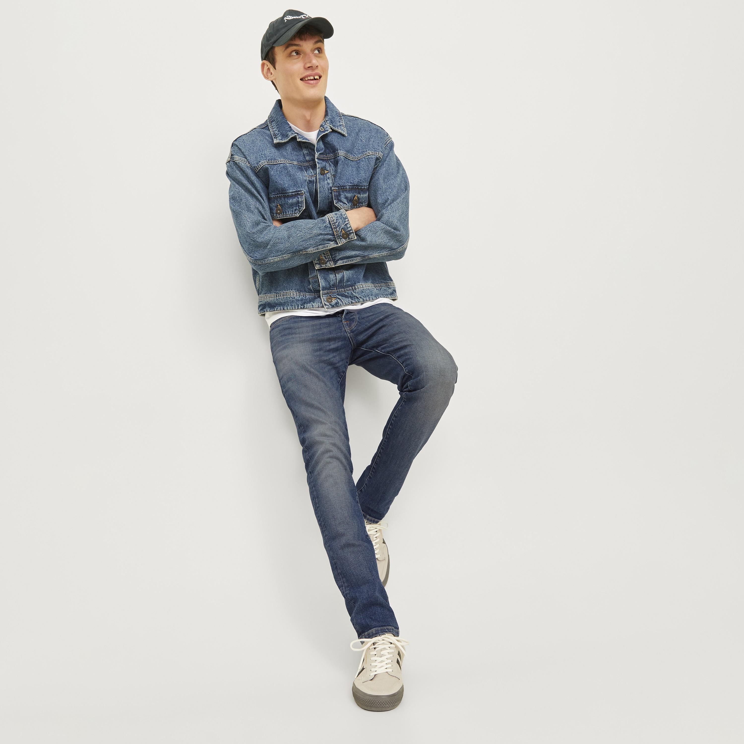 Jack & Jones Slim Fit Mid Washed Mid-Rise Men's Jeans-men-clothing-bottoms-jeans-image-2