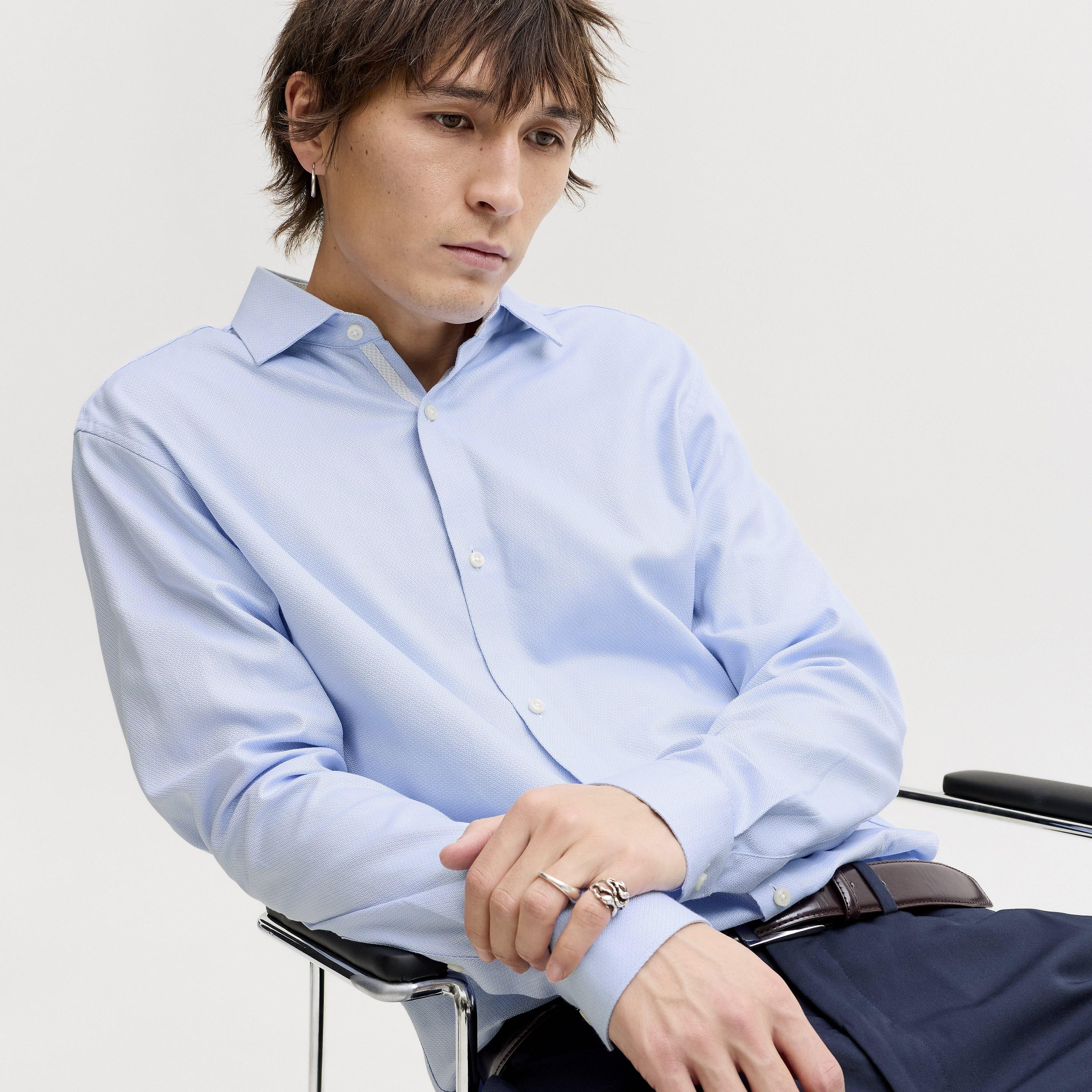 Jack & Jones Slim Fit Textured Spread Collar Long Sleeves Men's Shirt-men-clothing-shirts-image-3