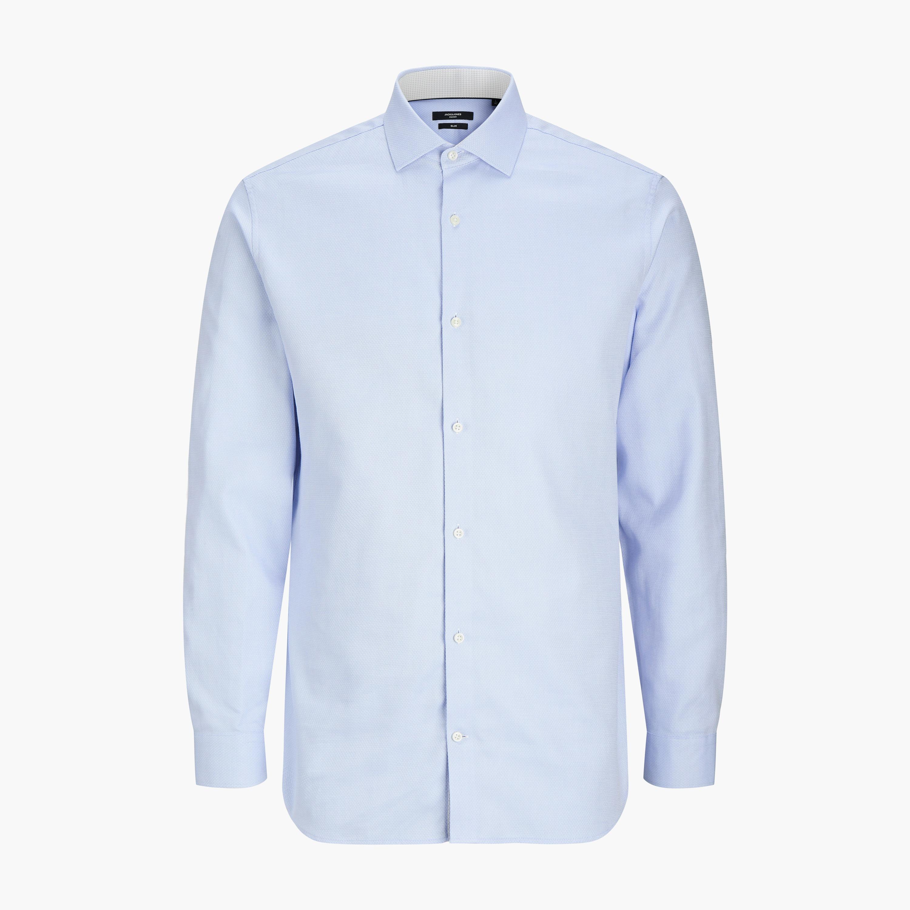 Jack & Jones Slim Fit Textured Spread Collar Long Sleeves Men's Shirt-men-clothing-shirts-image-7