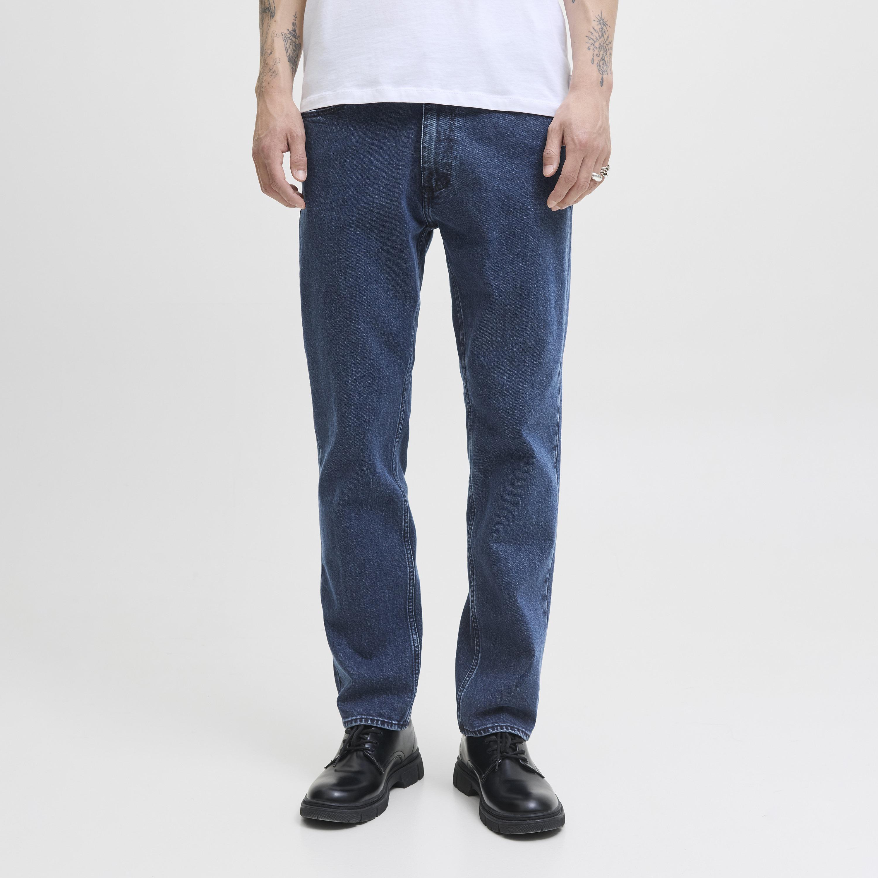 Jack & Jones Regular Fit Dark Washed Mid-Rise Men's Jeans-men-clothing-bottoms-jeans-image-1