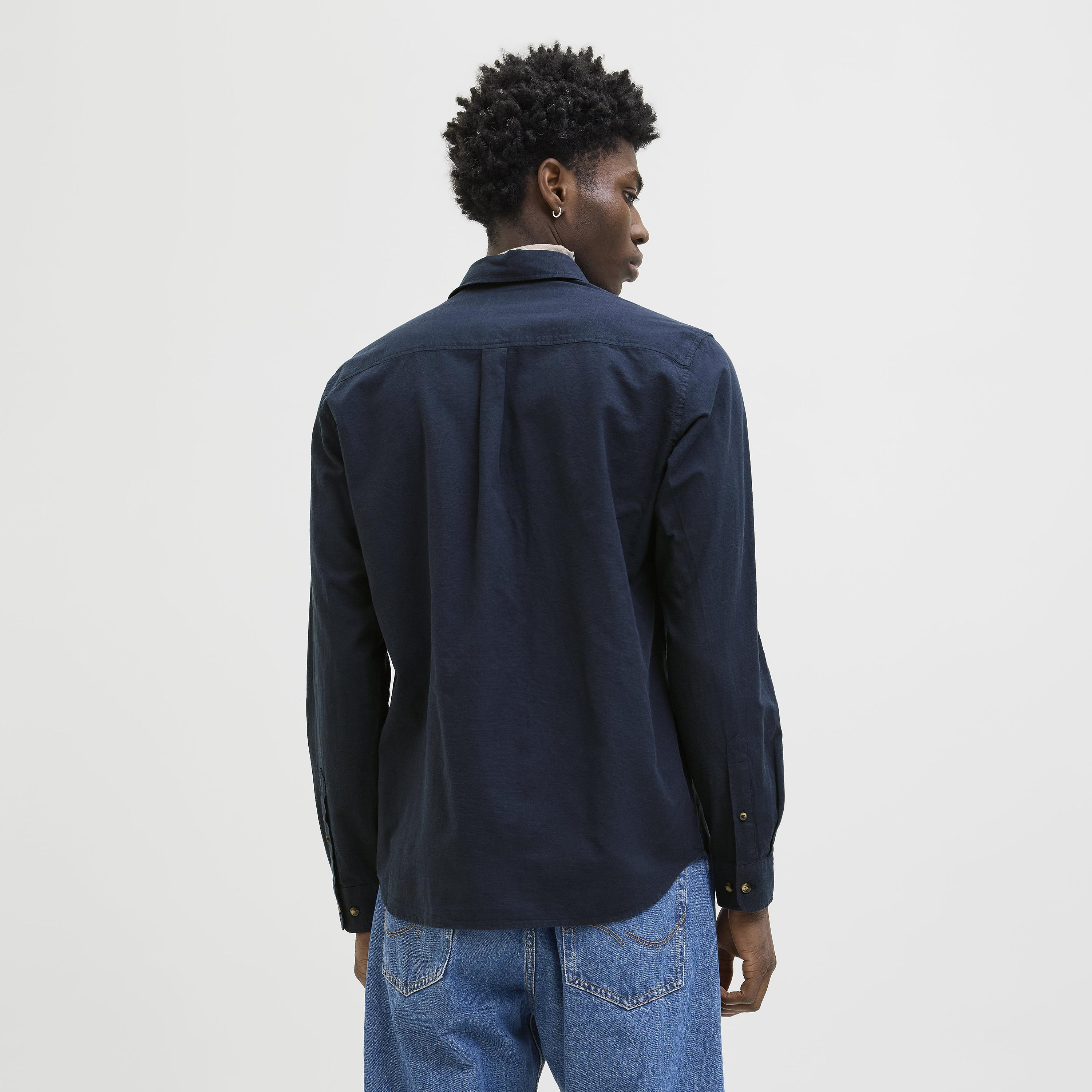 Jack & Jones Relaxed Fit Plain Spread Collar Long Sleeves Men's Shirt-men-clothing-shirts-image-4