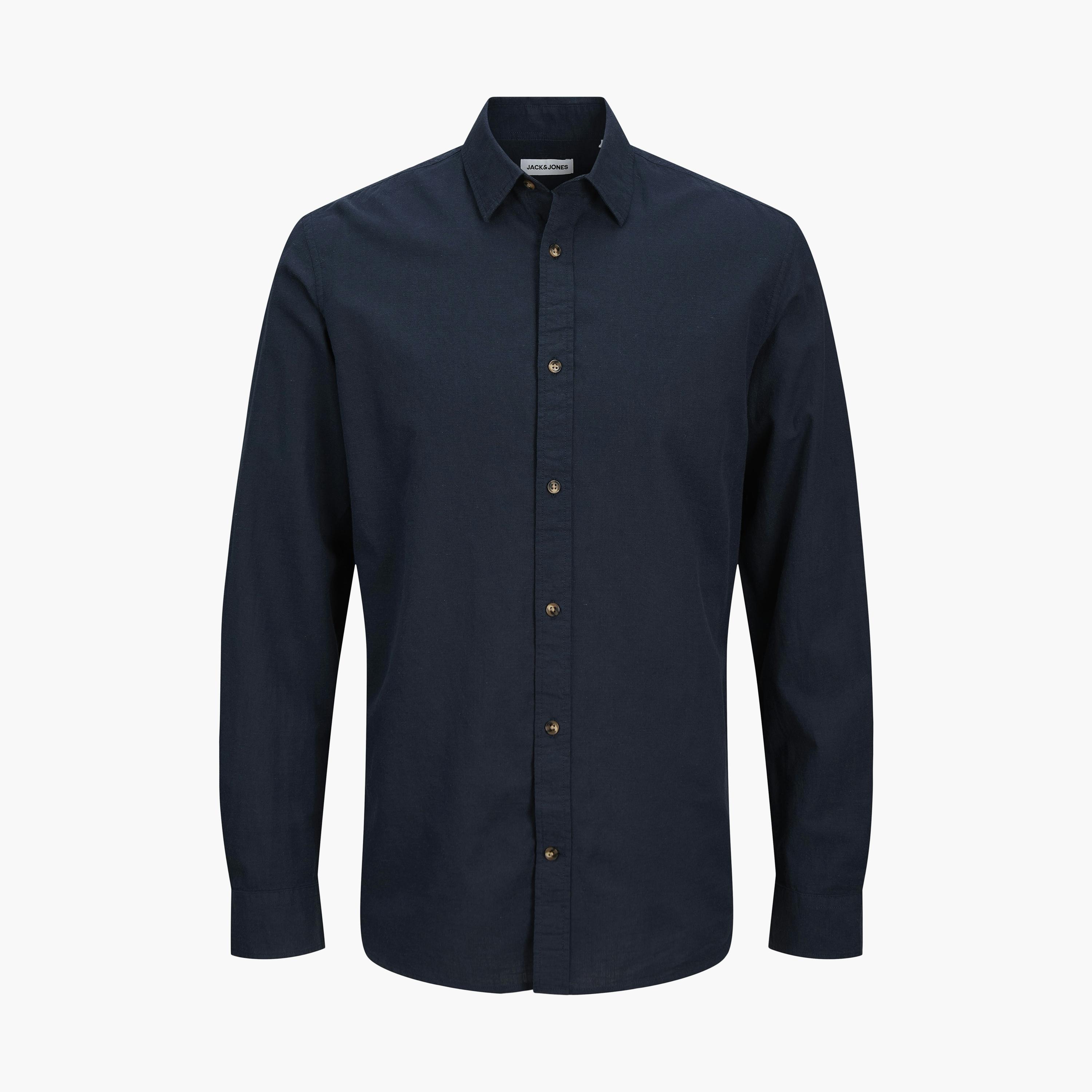 Jack & Jones Relaxed Fit Plain Spread Collar Long Sleeves Men's Shirt-men-clothing-shirts-image-7