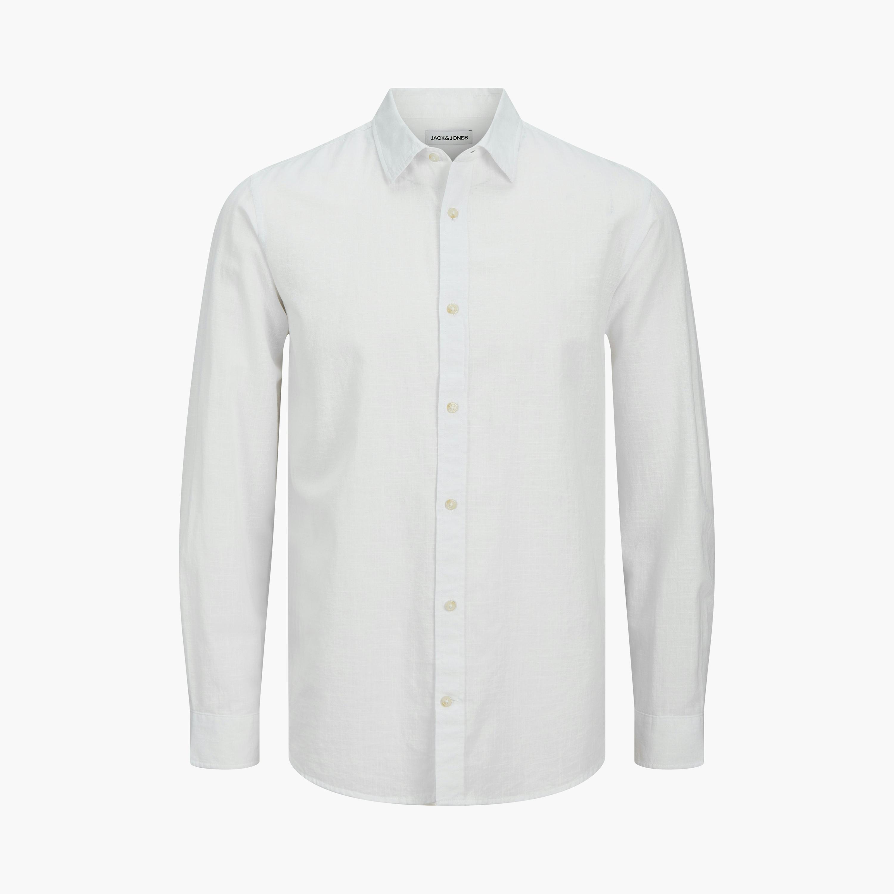 قميص رجالي بقصة مريحة (ريلاكسد فيت) سادة بياقة مفرودة وأكمام طويلة من جاك آند جونز-men-clothing-shirts-image-15