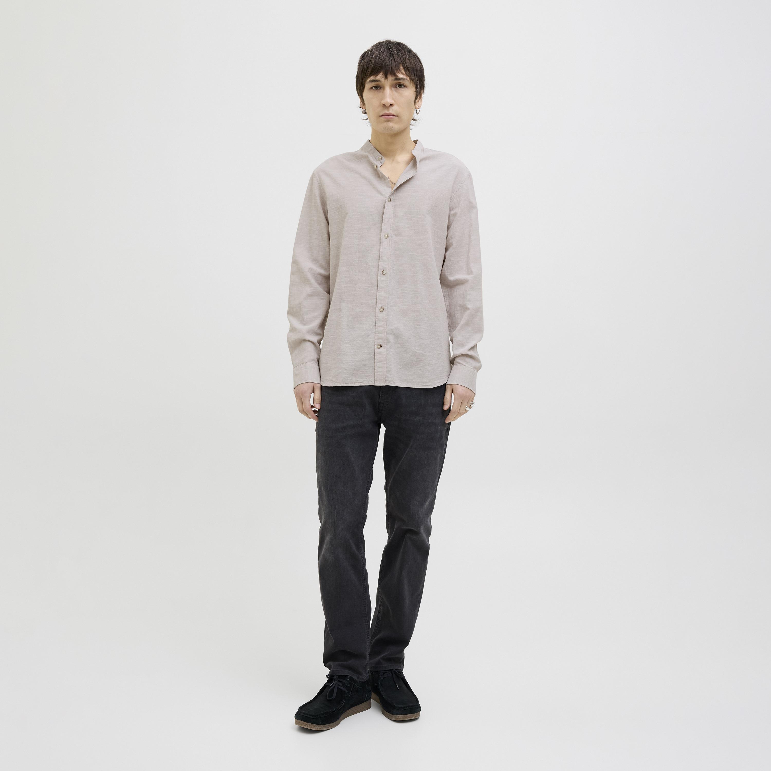 Jack & Jones Relaxed Fit Plain Band Collar Long Sleeves Men's Shirt-men-clothing-shirts-image-1