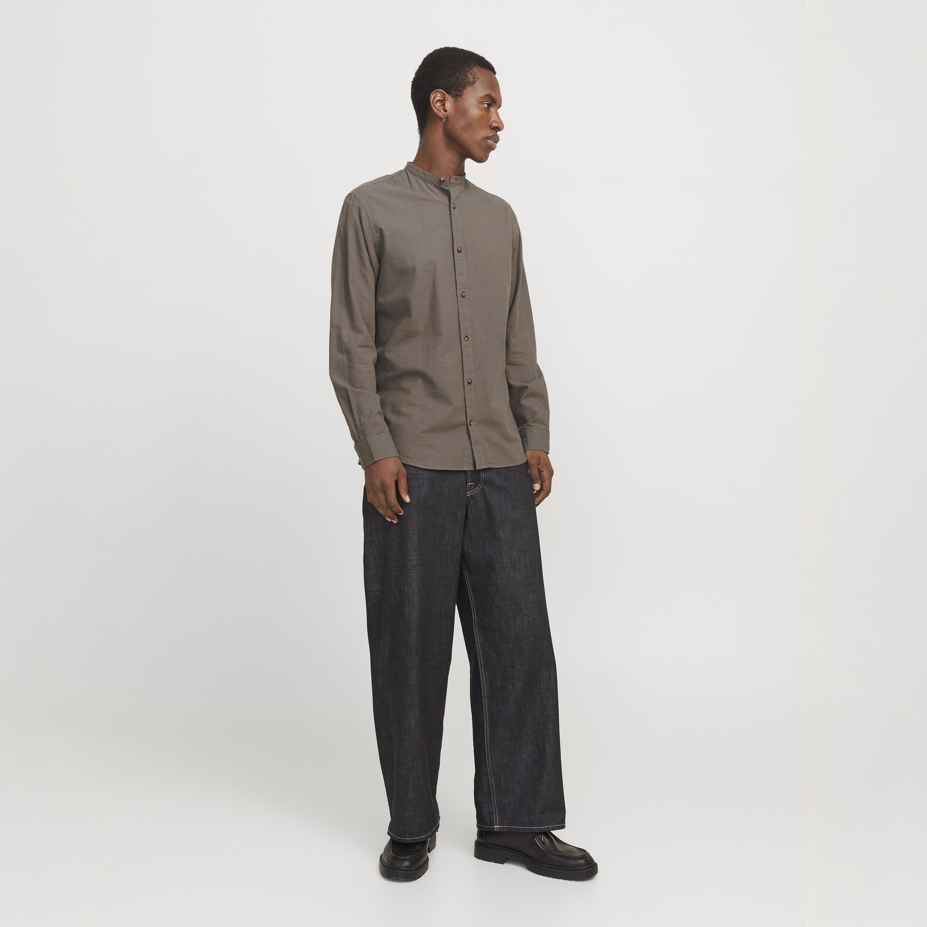 Jack & Jones Relaxed Fit Plain Band Collar Long Sleeves Men's Shirt-men-clothing-shirts-image-4