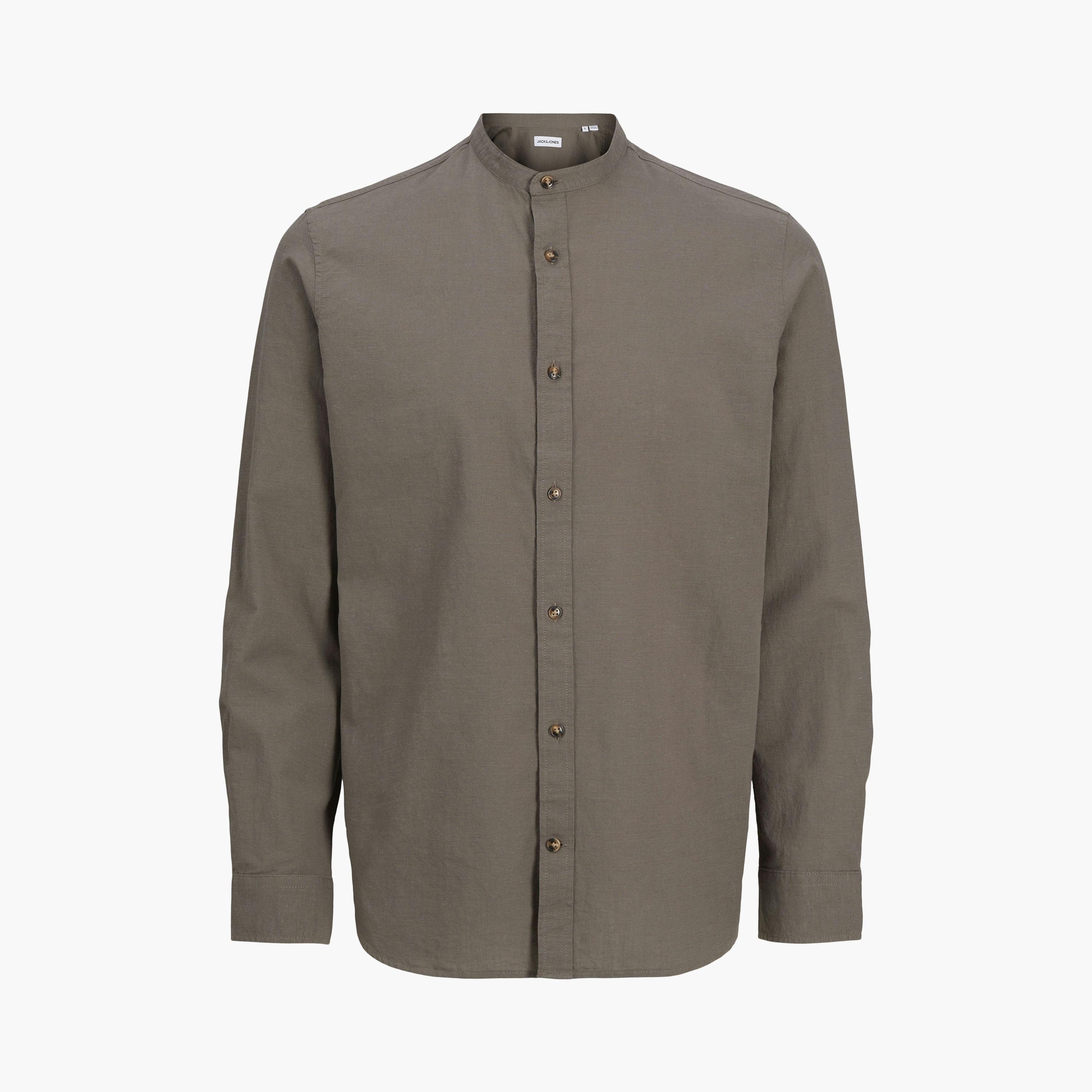 Jack & Jones Relaxed Fit Plain Band Collar Long Sleeves Men's Shirt-men-clothing-shirts-image-7