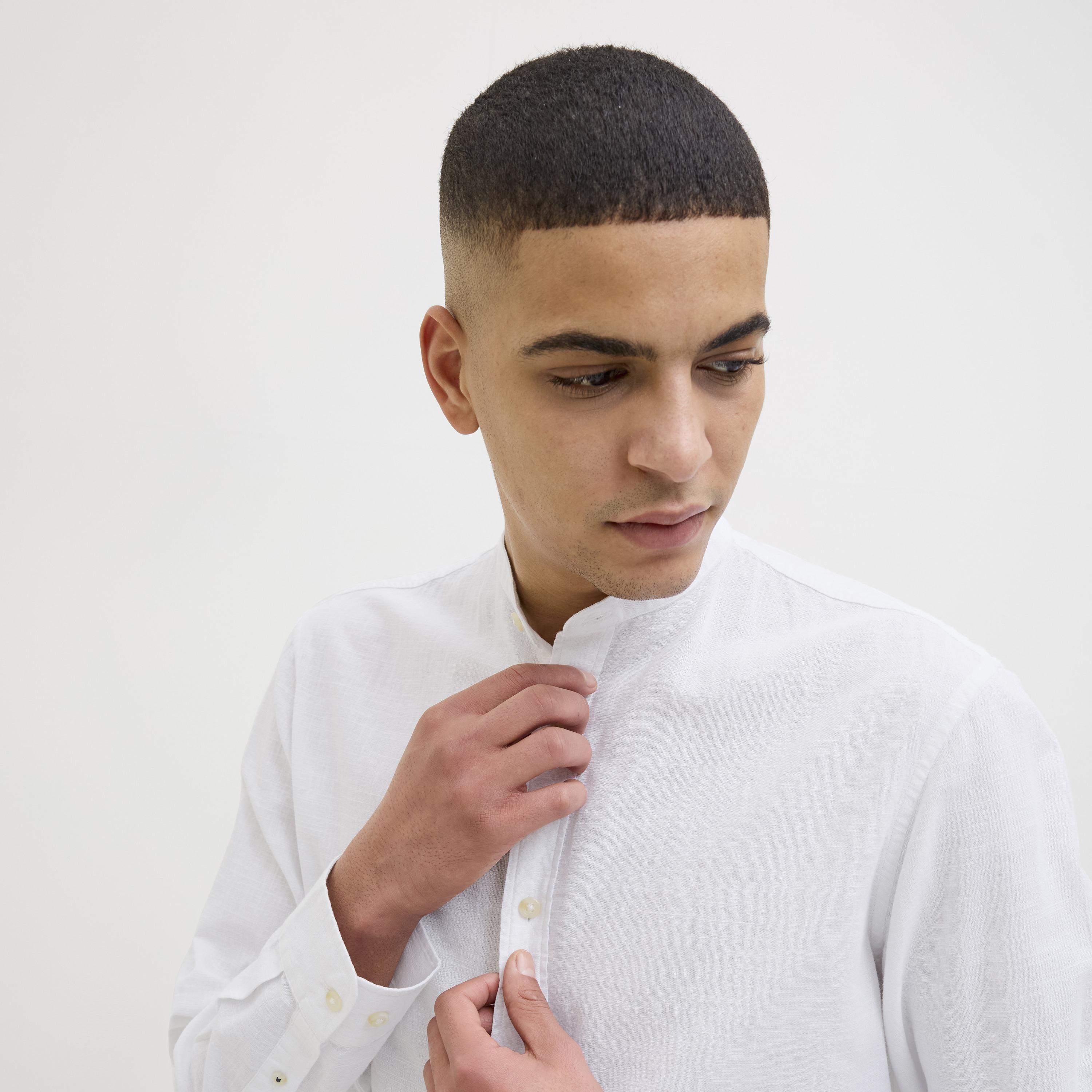 Jack & Jones Relaxed Fit Plain Band Collar Long Sleeves Men's Shirt-men-clothing-shirts-image-8