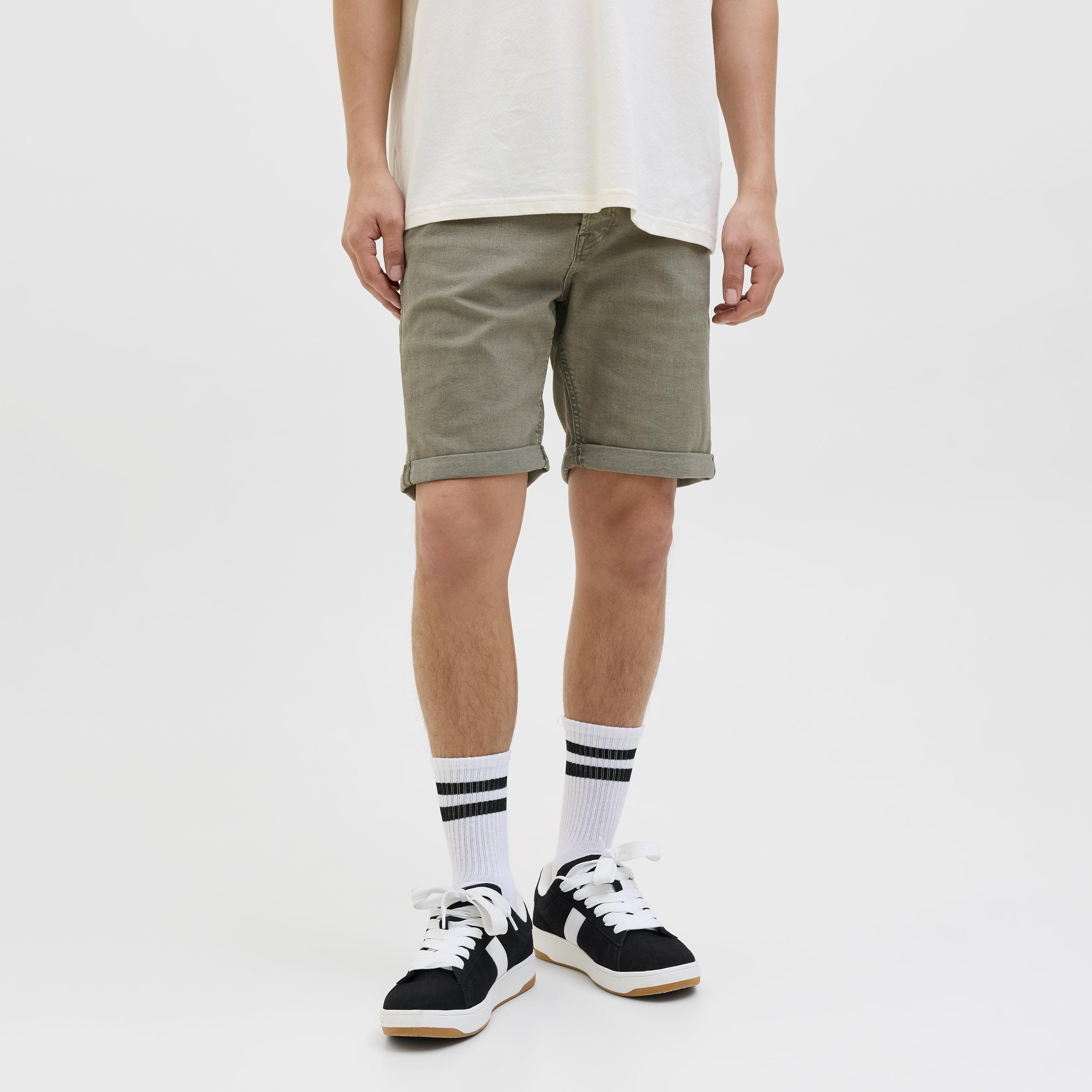 Jack & Jones Plain Mid-Rise Button and Zip Fly Men's Denim Shorts-men-clothing-bottoms-shorts-image-1
