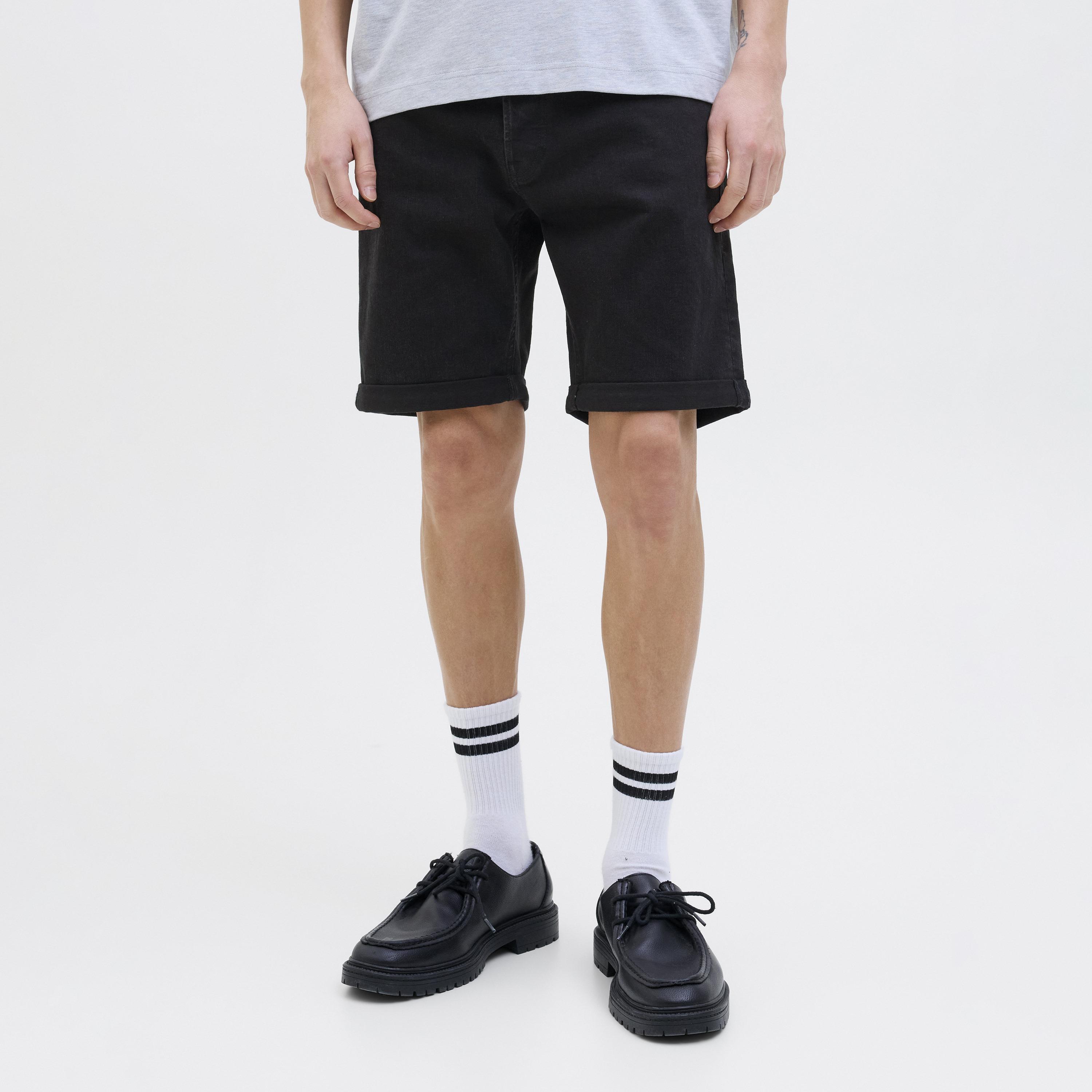 Jack & Jones Plain Mid-Rise Button and Zip Fly Men's Denim Shorts-men-clothing-bottoms-shorts-image-1