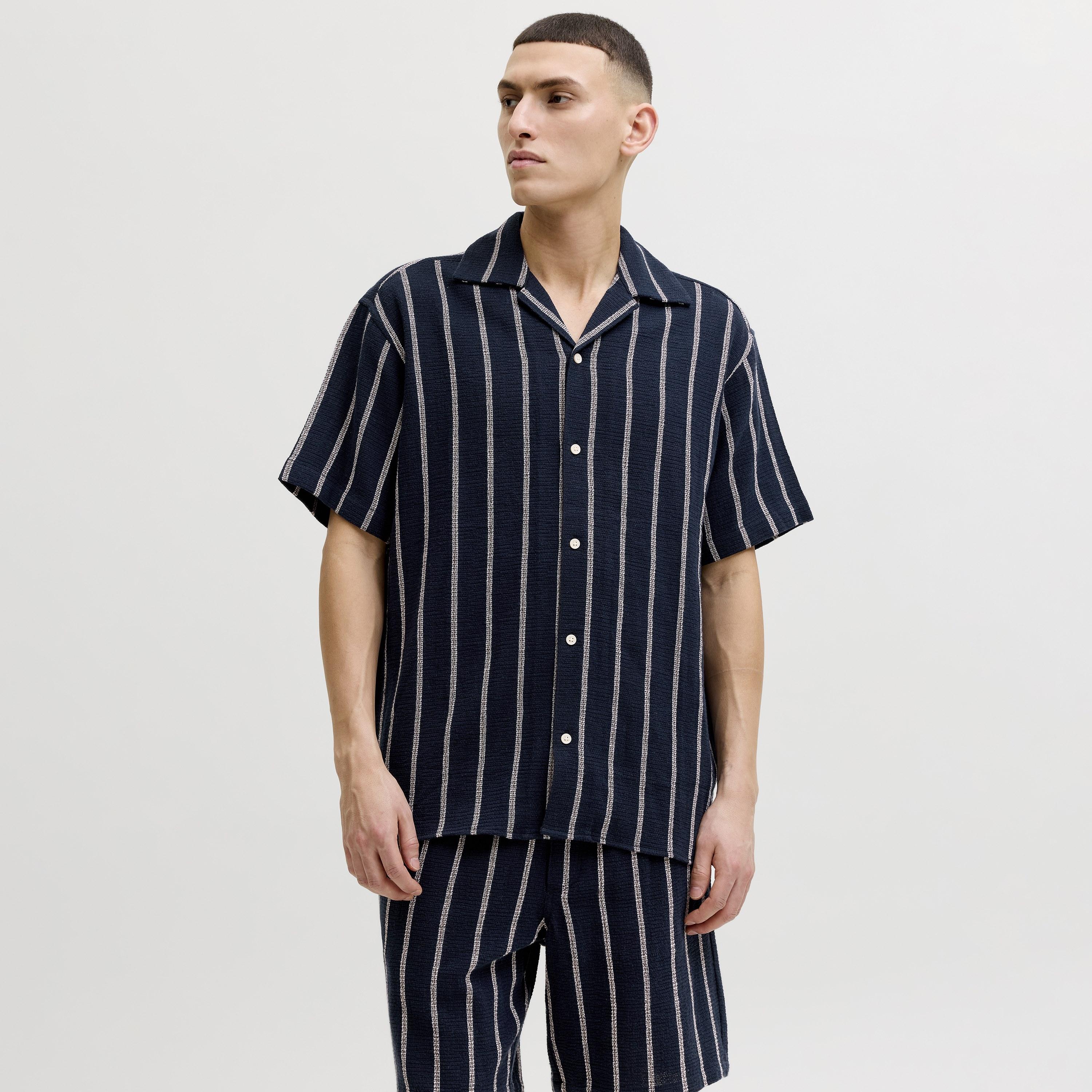 Jack & Jones Regular Fit Striped Resort Collar Short Sleeves Men's Shirt-men-clothing-shirts-image-8