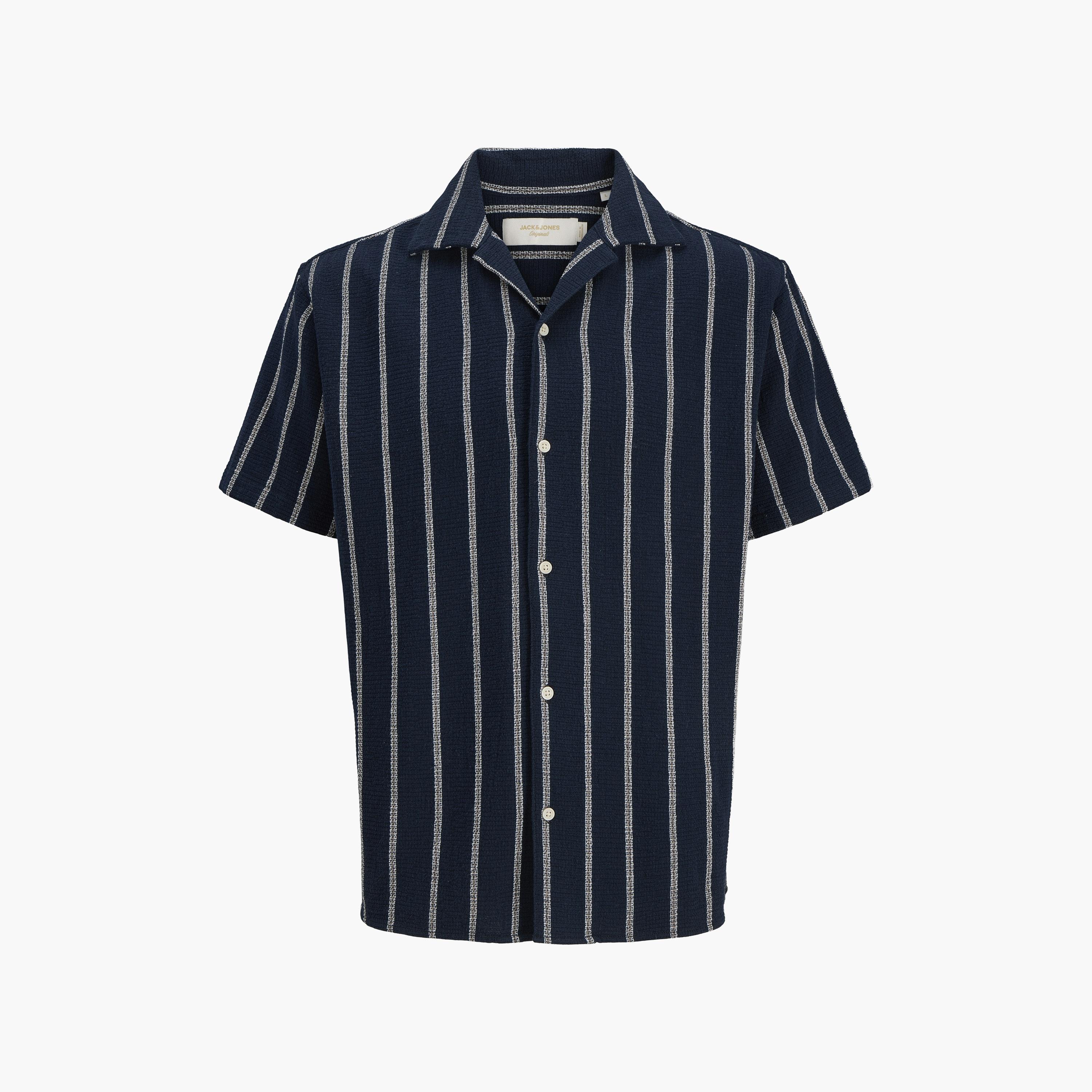 Jack & Jones Regular Fit Striped Resort Collar Short Sleeves Men's Shirt-men-clothing-shirts-image-14