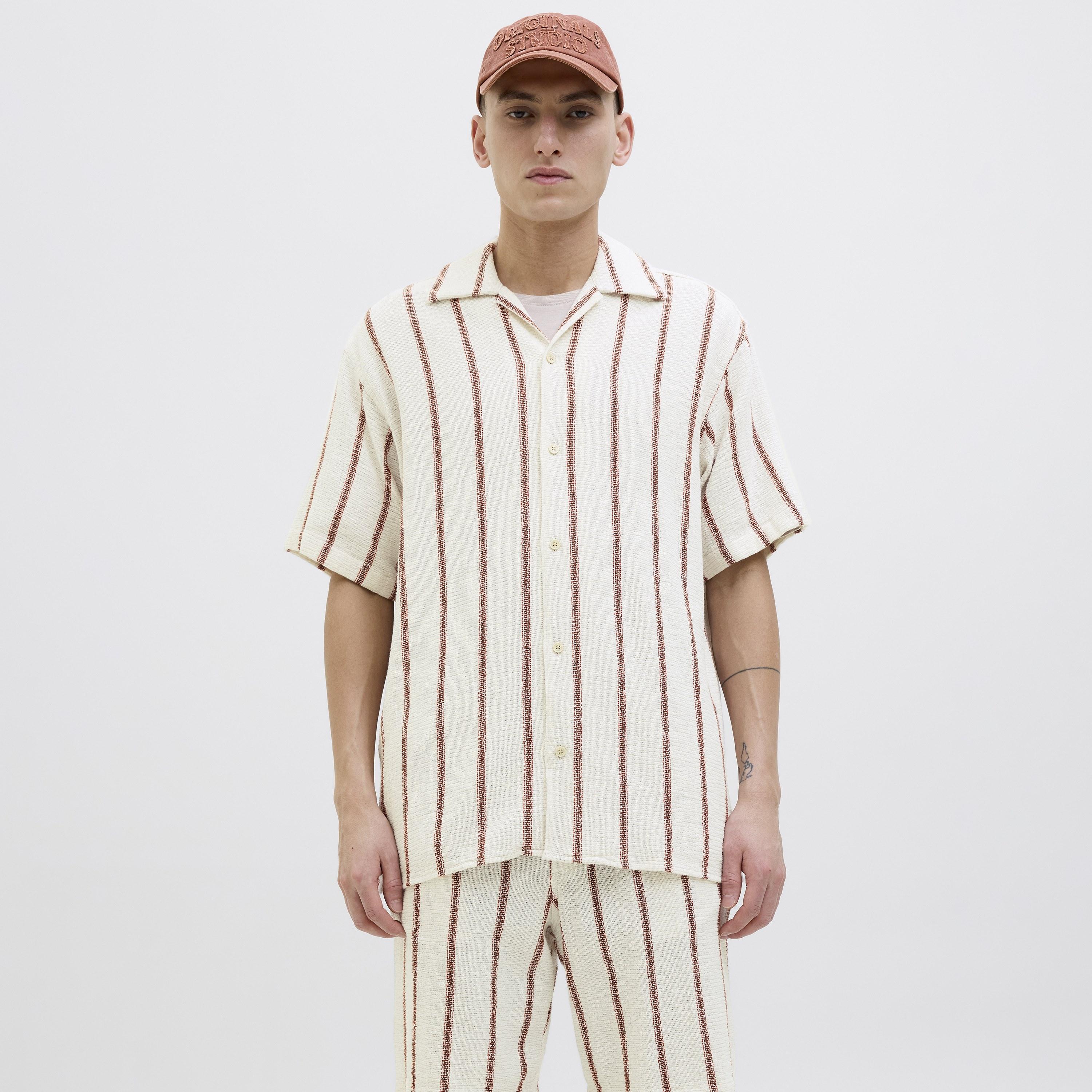 Jack & Jones Regular Fit Striped Resort Collar Short Sleeves Men's Shirt-men-clothing-shirts-image-1