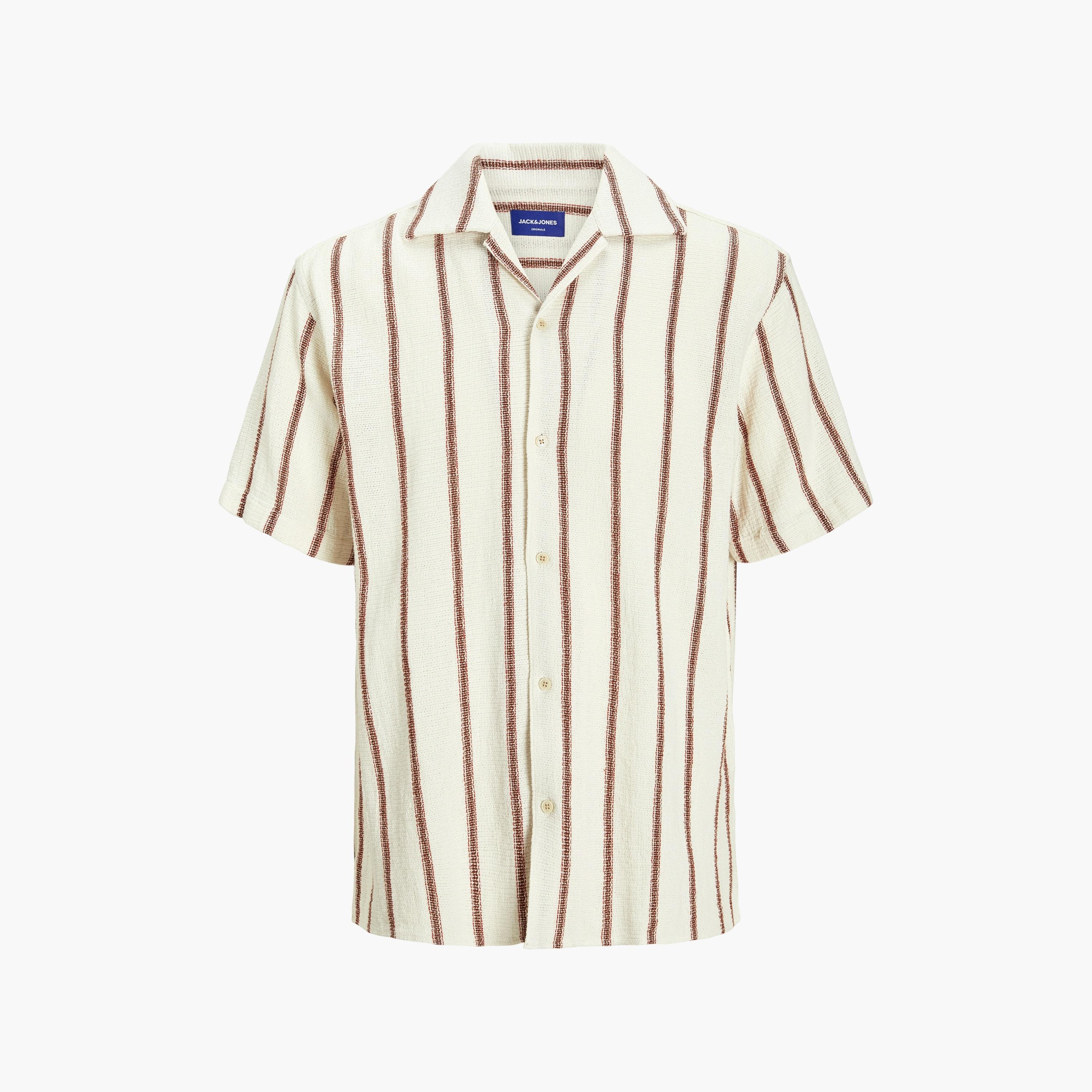Jack & Jones Regular Fit Striped Resort Collar Short Sleeves Men's Shirt-men-clothing-shirts-image-7