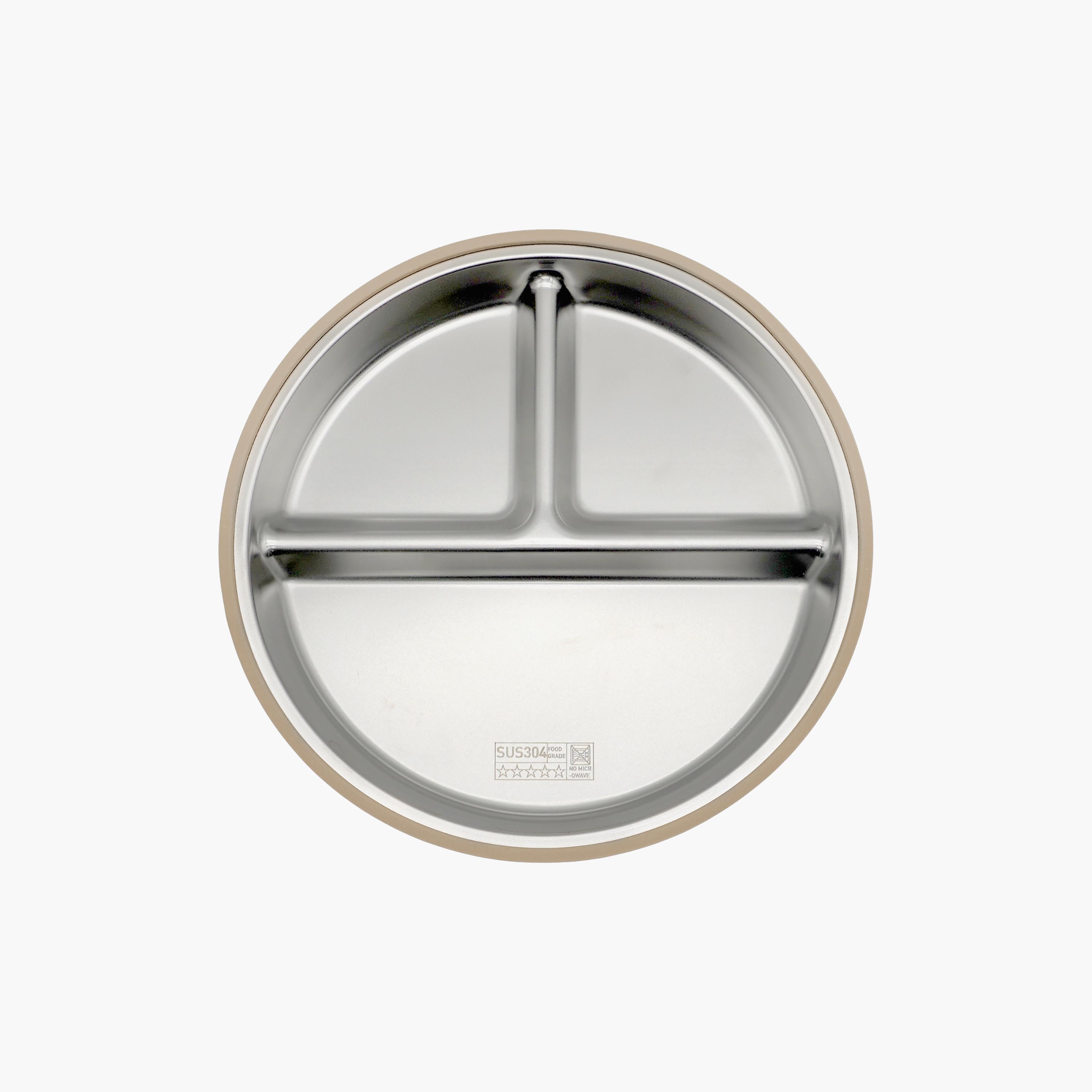 Babies Basic 3-Compartment Stainless Steel Plate with Silicone Suction Sleeve-baby-feeding-mealtimeessentials-image-1