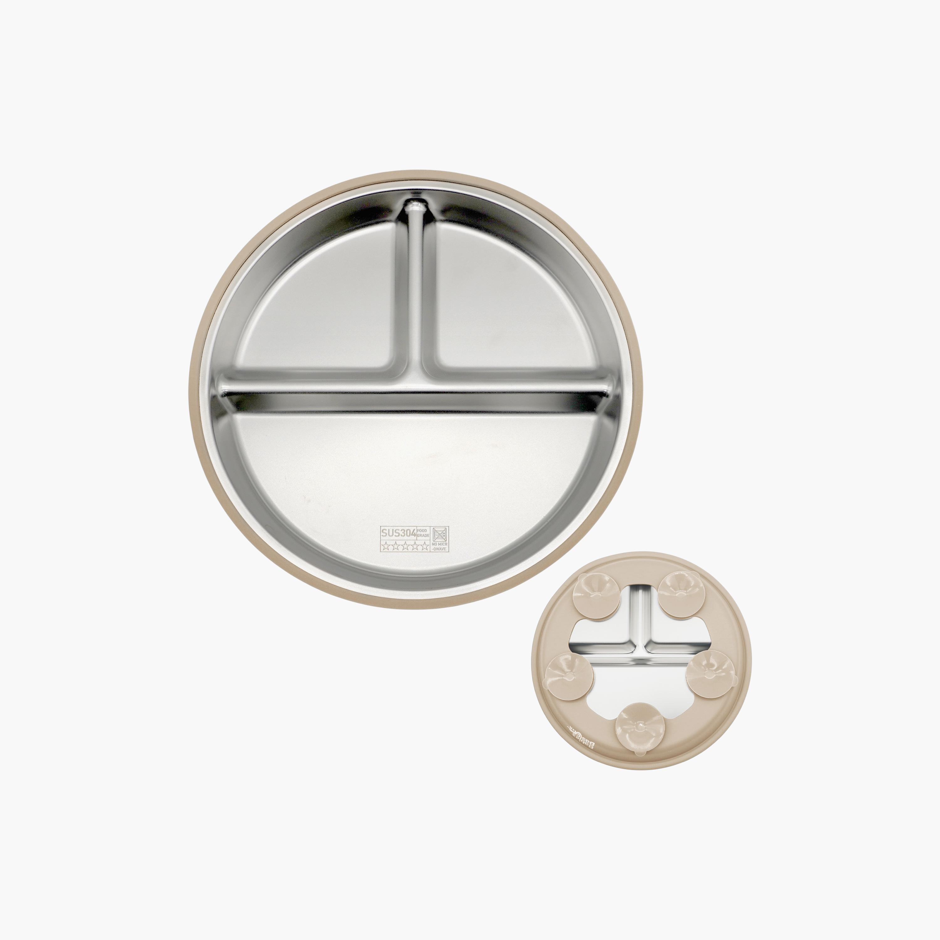 Babies Basic 3-Compartment Stainless Steel Plate with Silicone Suction Sleeve-baby-feeding-mealtimeessentials-image-2