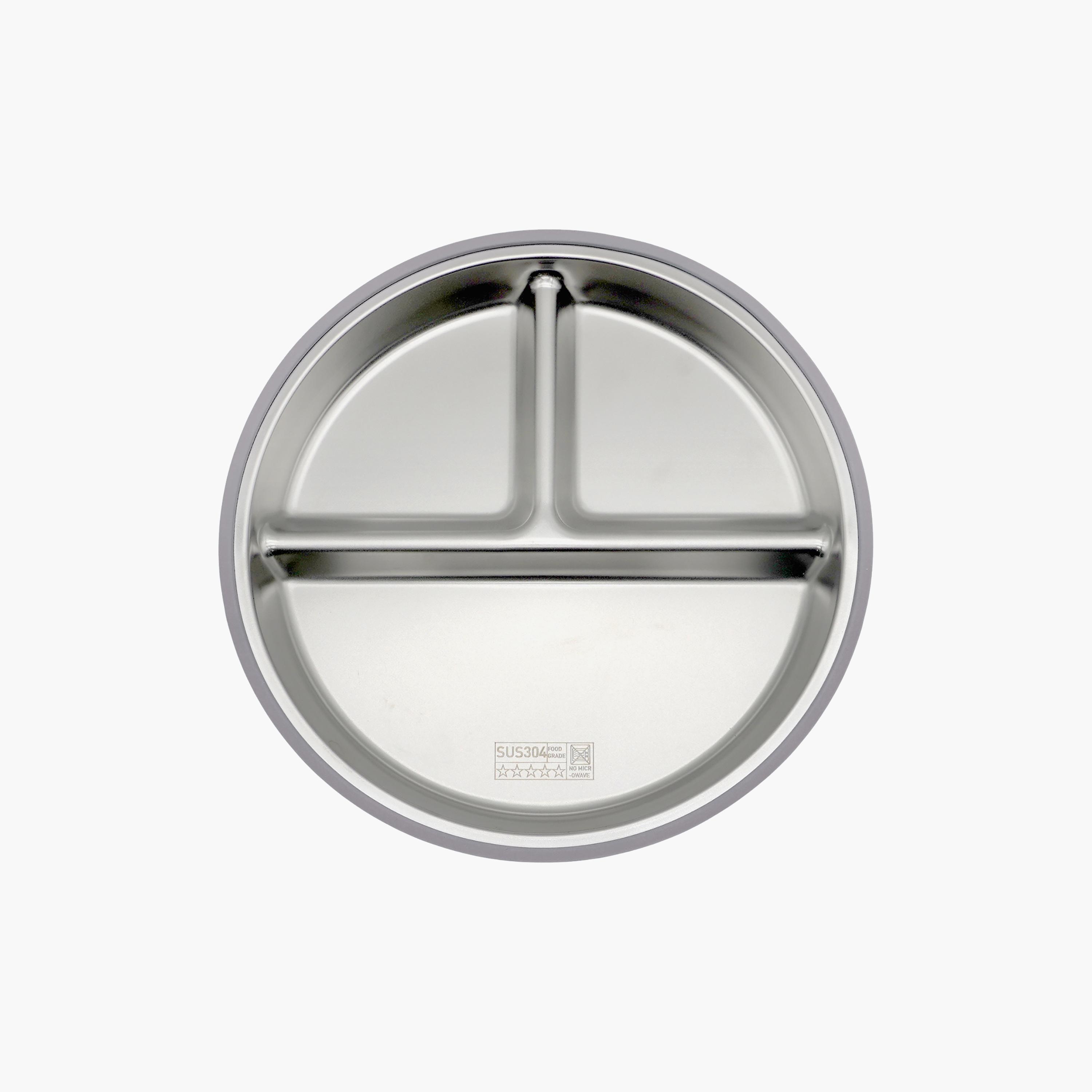 Babies Basic 3-Compartment Stainless Steel Plate with Silicone Suction Sleeve-baby-feeding-mealtimeessentials-image-1