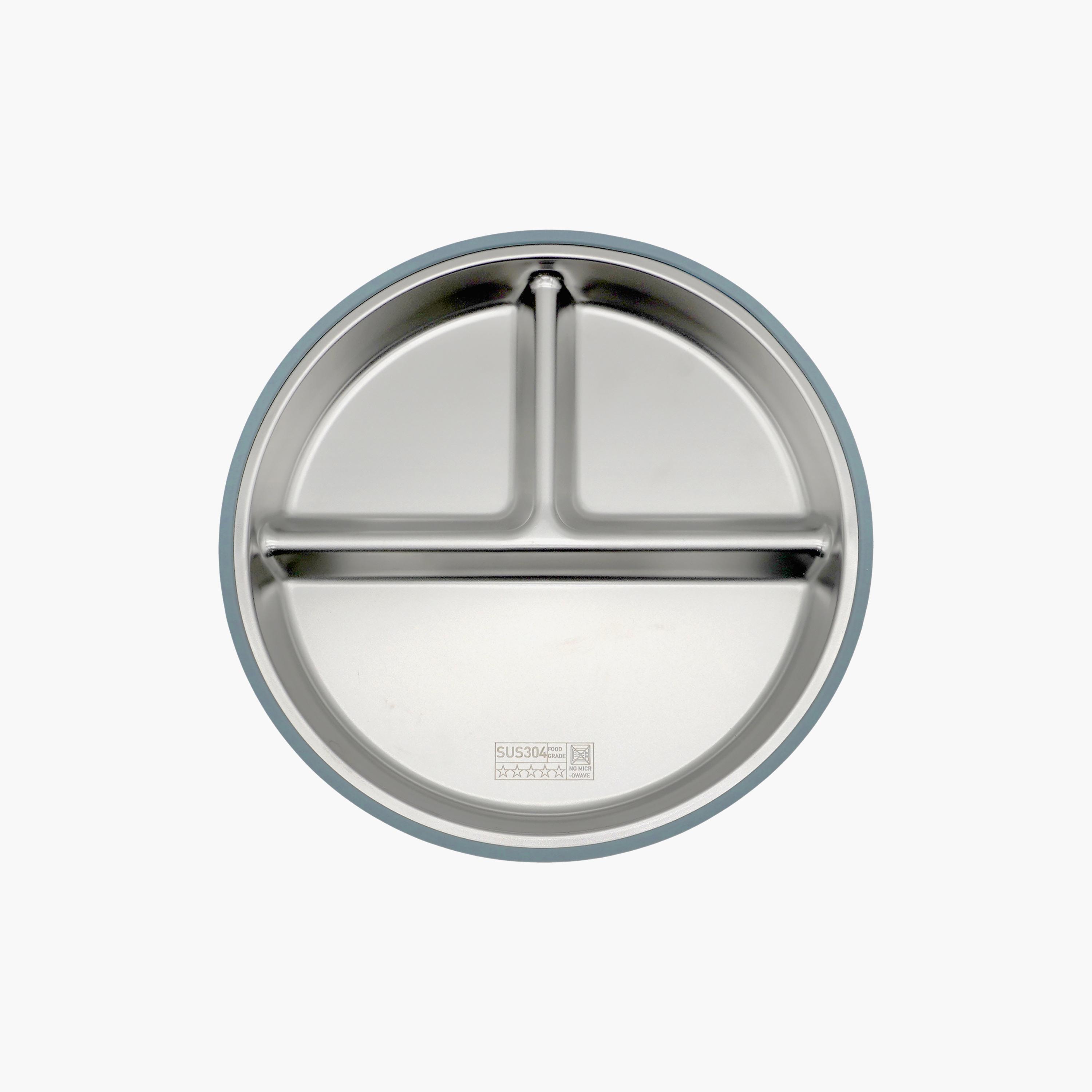 Babies Basic 3-Compartment Stainless Steel Plate with Silicone Suction Sleeve-baby-feeding-mealtimeessentials-image-1