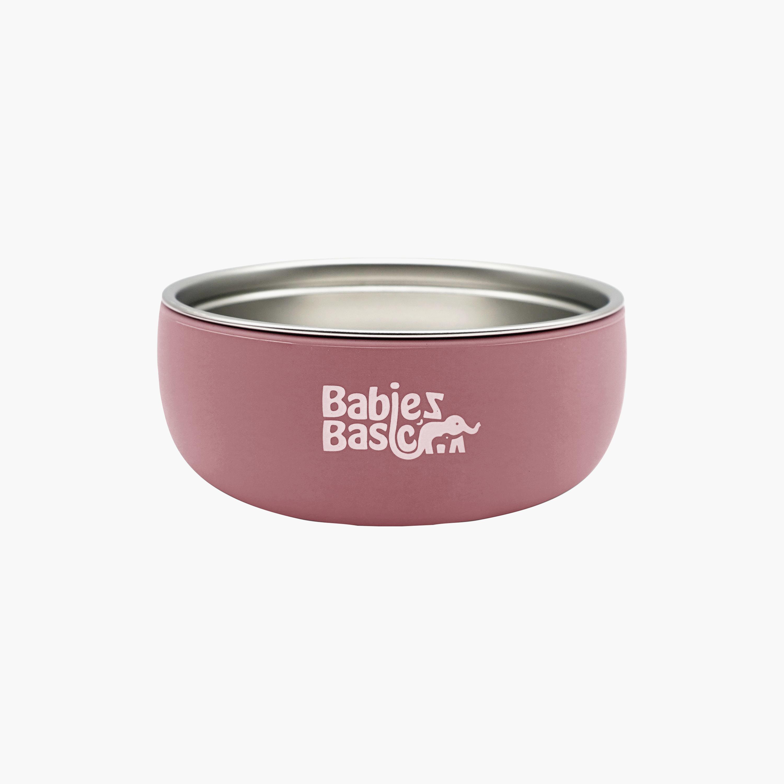 وعاء ستانلس ستيل مع غلاف سيليكون من بيبيز بيزك-baby-feeding-mealtimeessentials-image-1