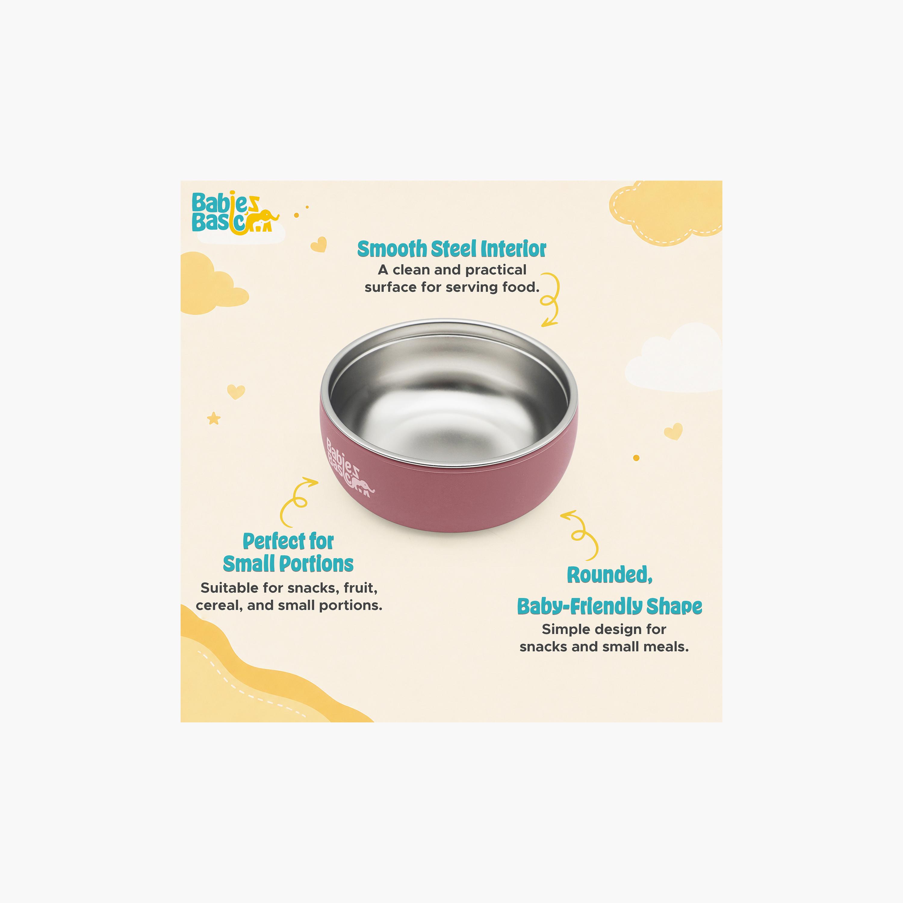 وعاء ستانلس ستيل مع غلاف سيليكون من بيبيز بيزك-baby-feeding-mealtimeessentials-image-4