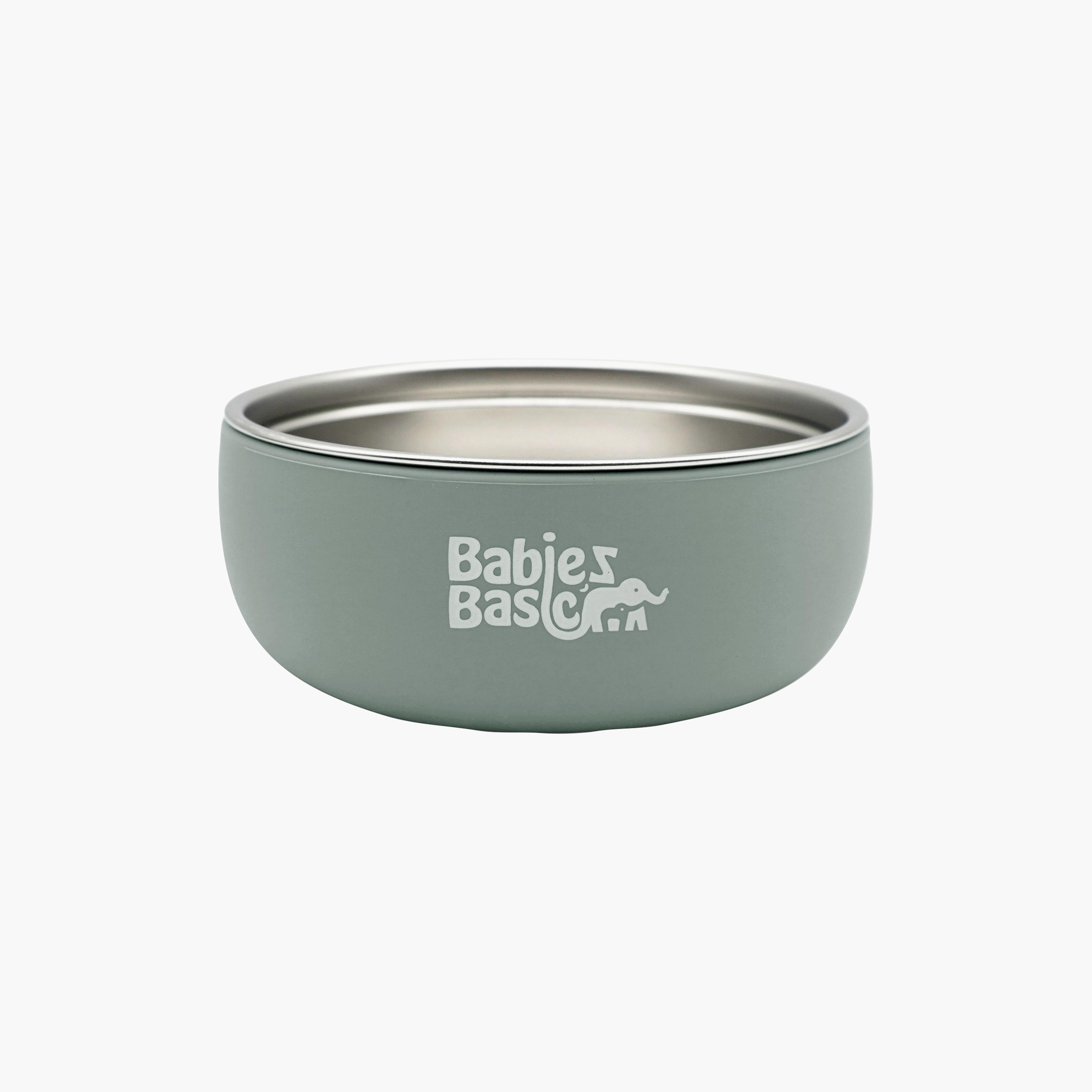 وعاء ستانلس ستيل مع غلاف سيليكون من بيبيز بيزك-baby-feeding-mealtimeessentials-image-1