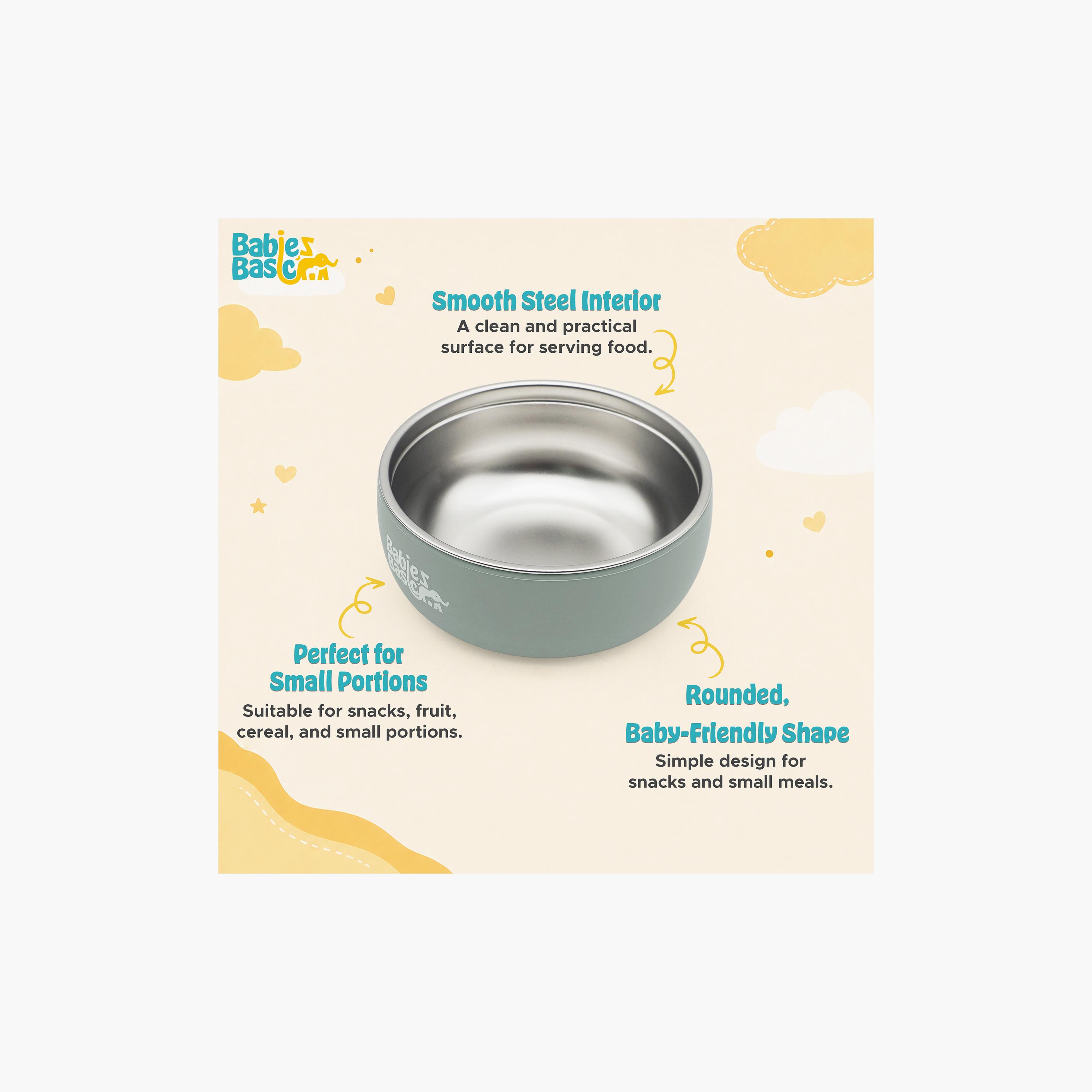 وعاء ستانلس ستيل مع غلاف سيليكون من بيبيز بيزك-baby-feeding-mealtimeessentials-image-4