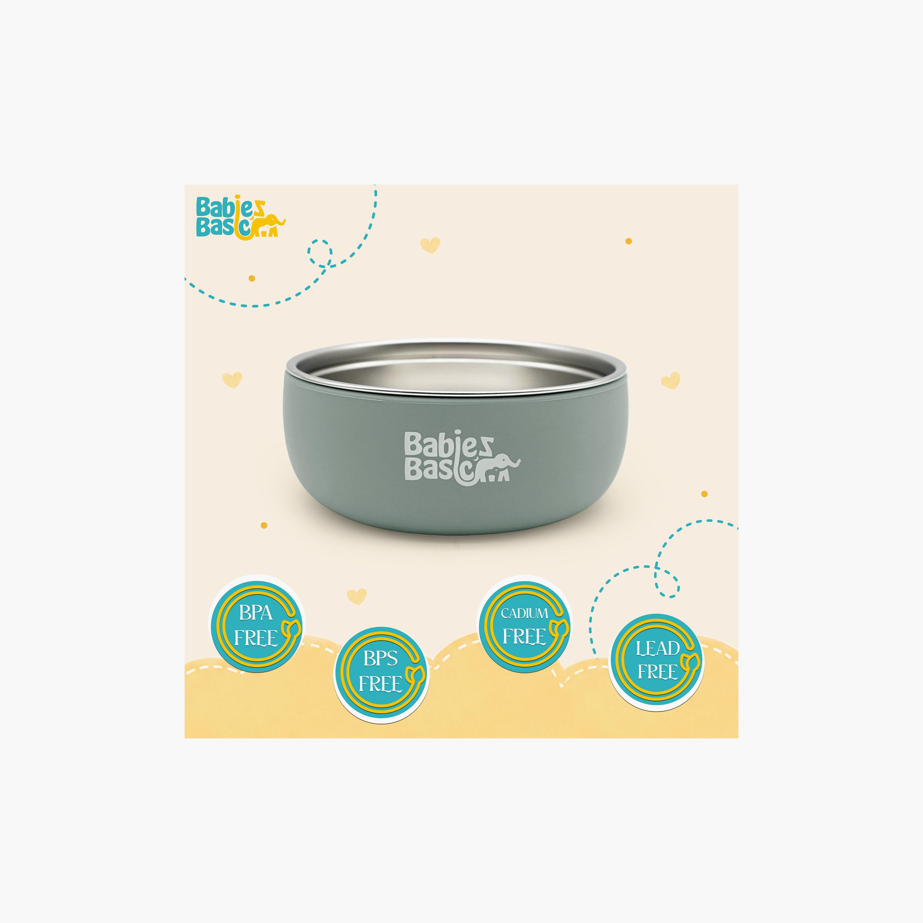 وعاء ستانلس ستيل مع غلاف سيليكون من بيبيز بيزك-baby-feeding-mealtimeessentials-image-5