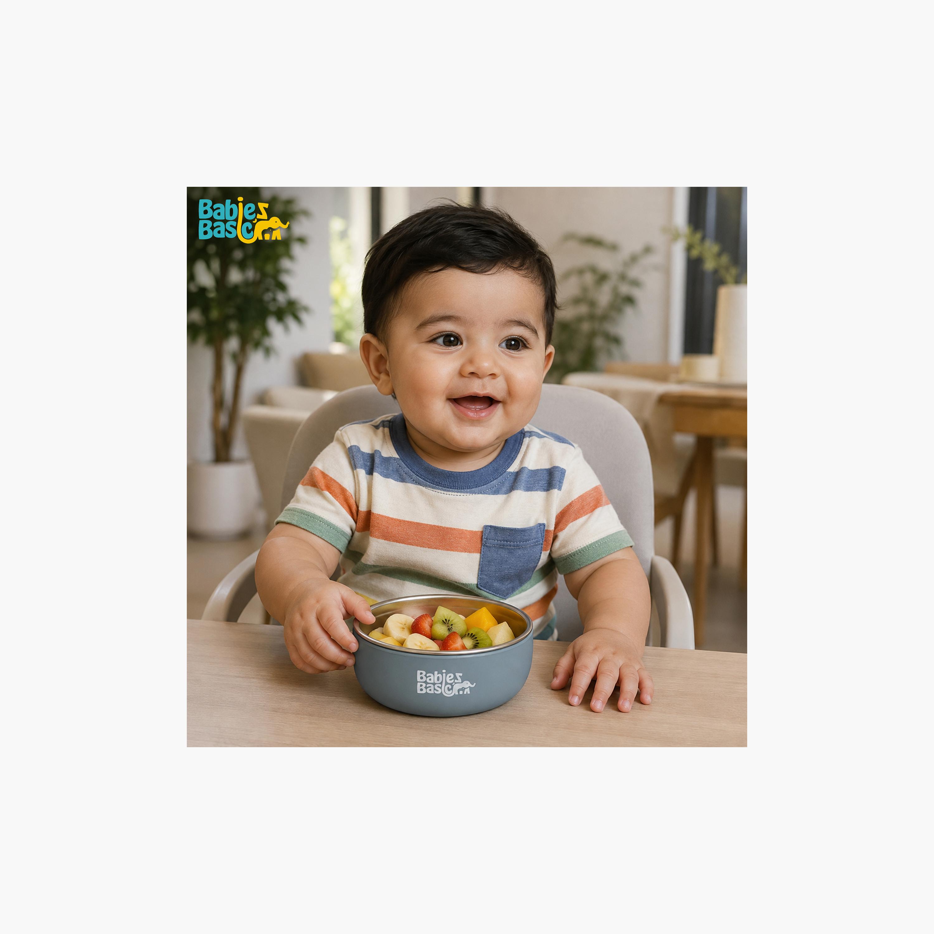 Babies Basic Stainless Steel Bowl with Silicone Sleeve-baby-feeding-mealtimeessentials-image-2