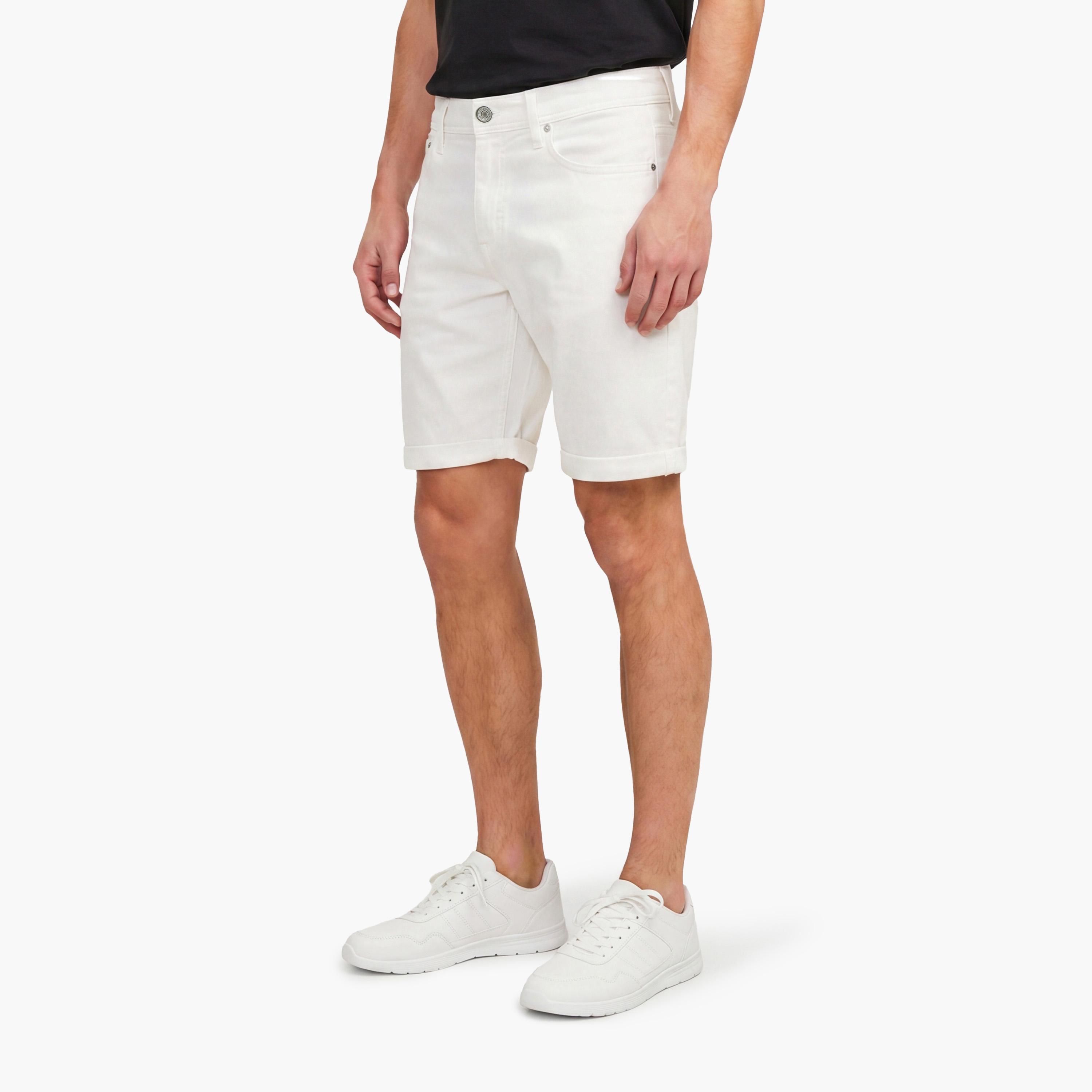 Jack & Jones Plain Mid-Rise Button and Zip Fly Men's Denim Shorts-men-clothing-bottoms-shorts-image-3