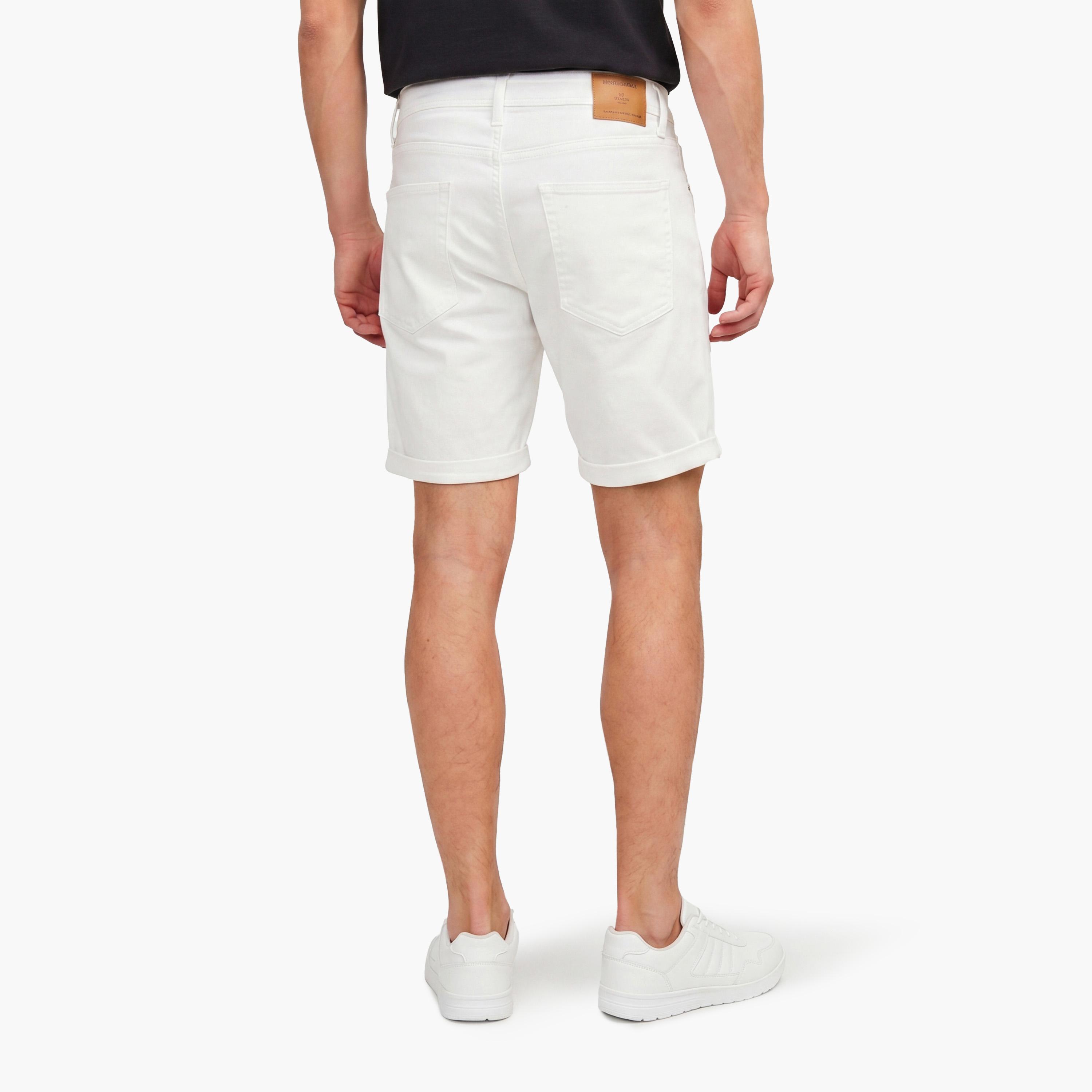 Jack & Jones Plain Mid-Rise Button and Zip Fly Men's Denim Shorts-men-clothing-bottoms-shorts-image-4