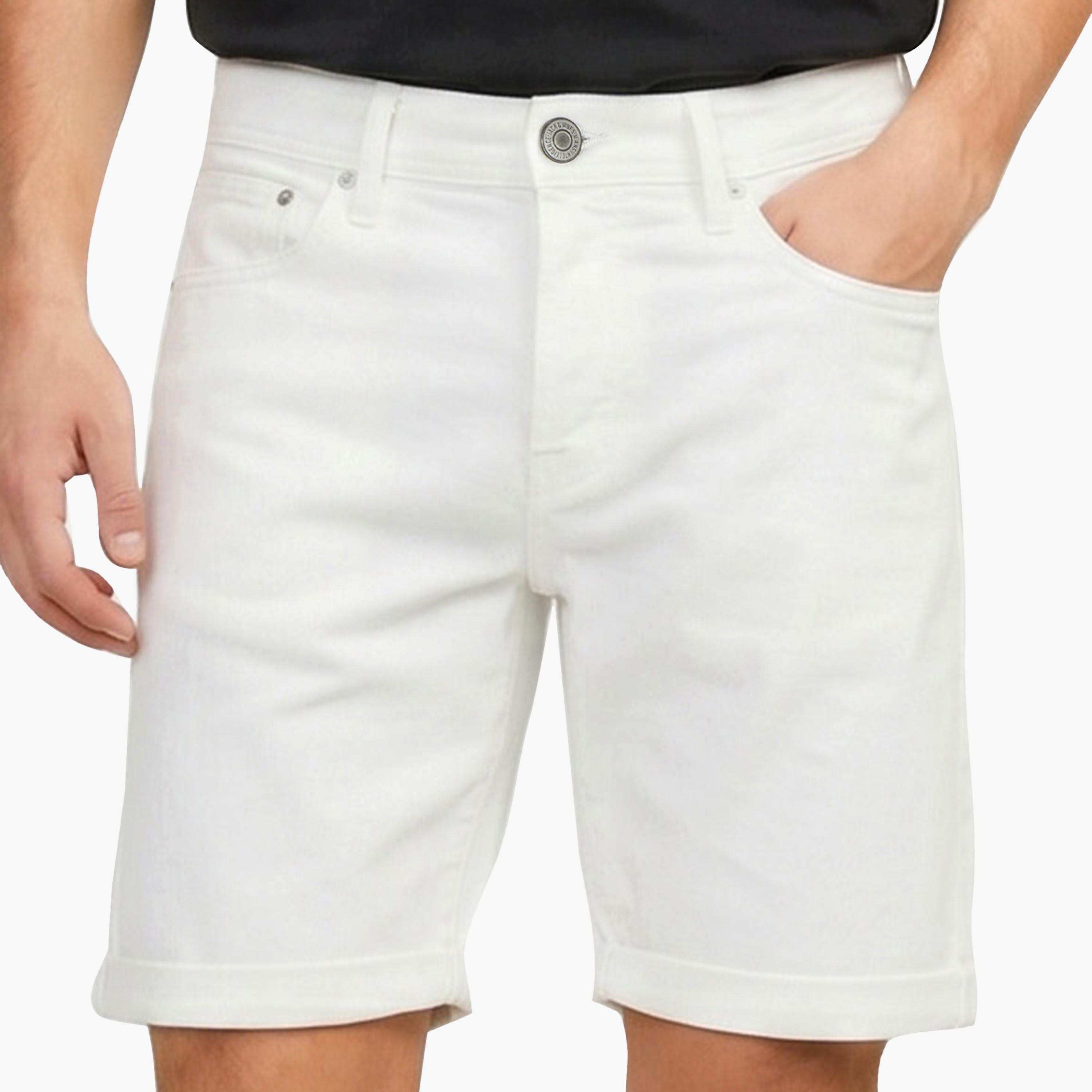 Jack & Jones Plain Mid-Rise Button and Zip Fly Men's Denim Shorts-men-clothing-bottoms-shorts-image-5