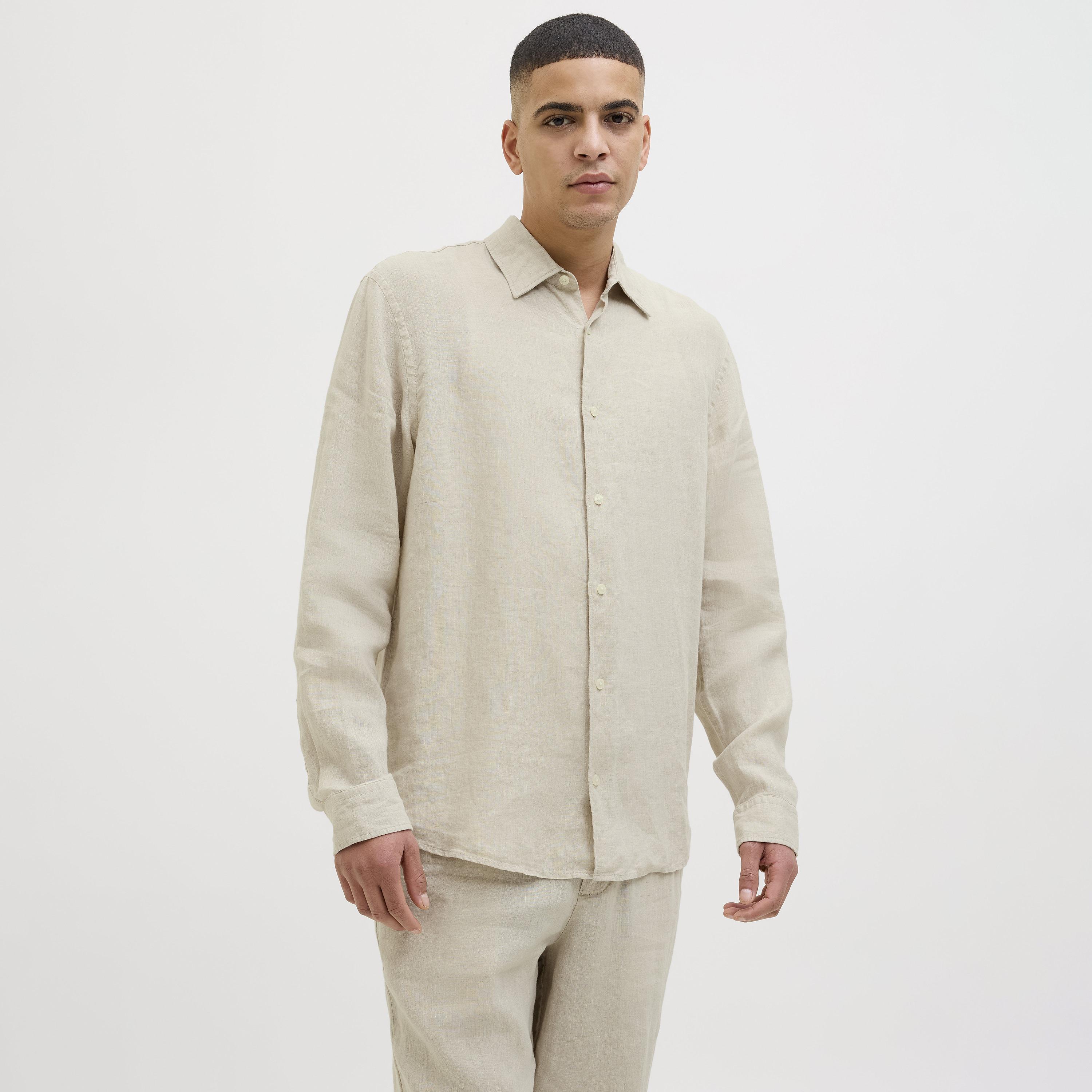 Jack & Jones Regular Fit Plain Spread Collar Long Sleeves Men's Shirt-men-clothing-shirts-image-1