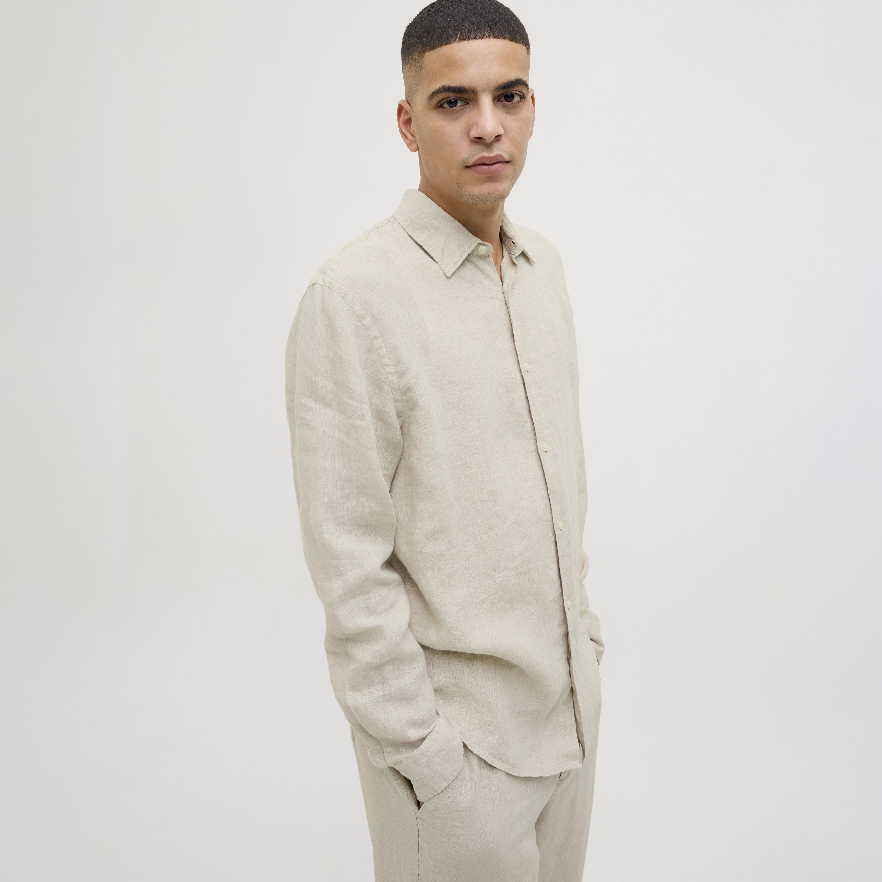 Jack & Jones Regular Fit Plain Spread Collar Long Sleeves Men's Shirt-men-clothing-shirts-image-3