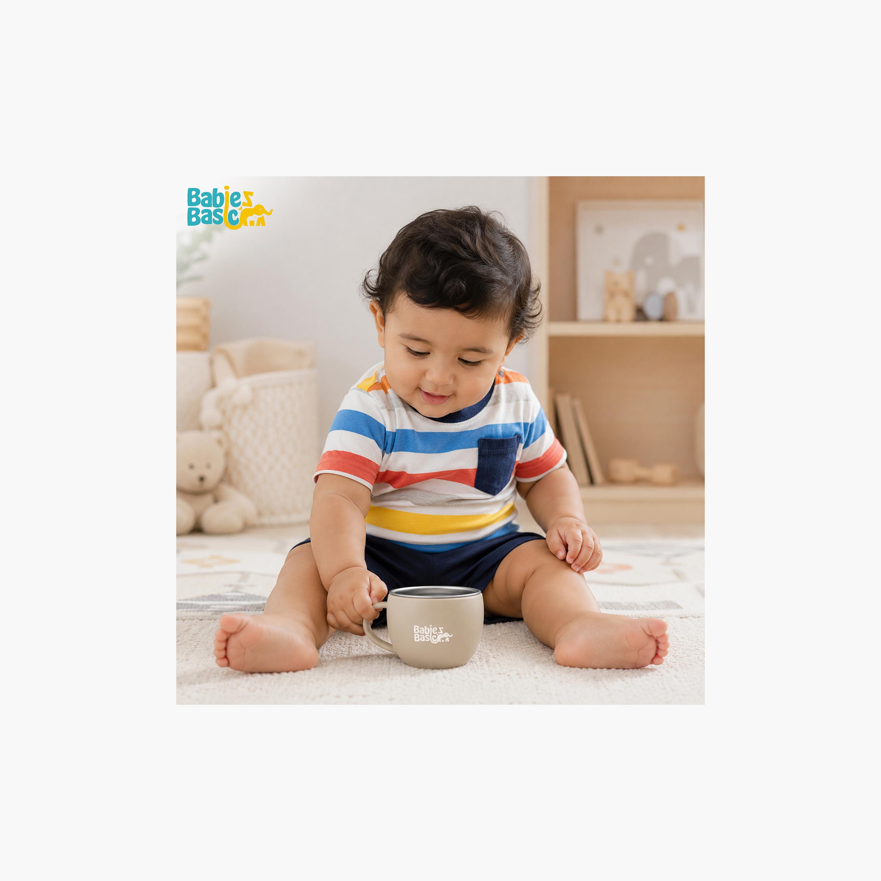 Babies Basic Stainless Steel Cup with Silicone Sleeve - 150 ml-baby-feeding-mealtimeessentials-image-2