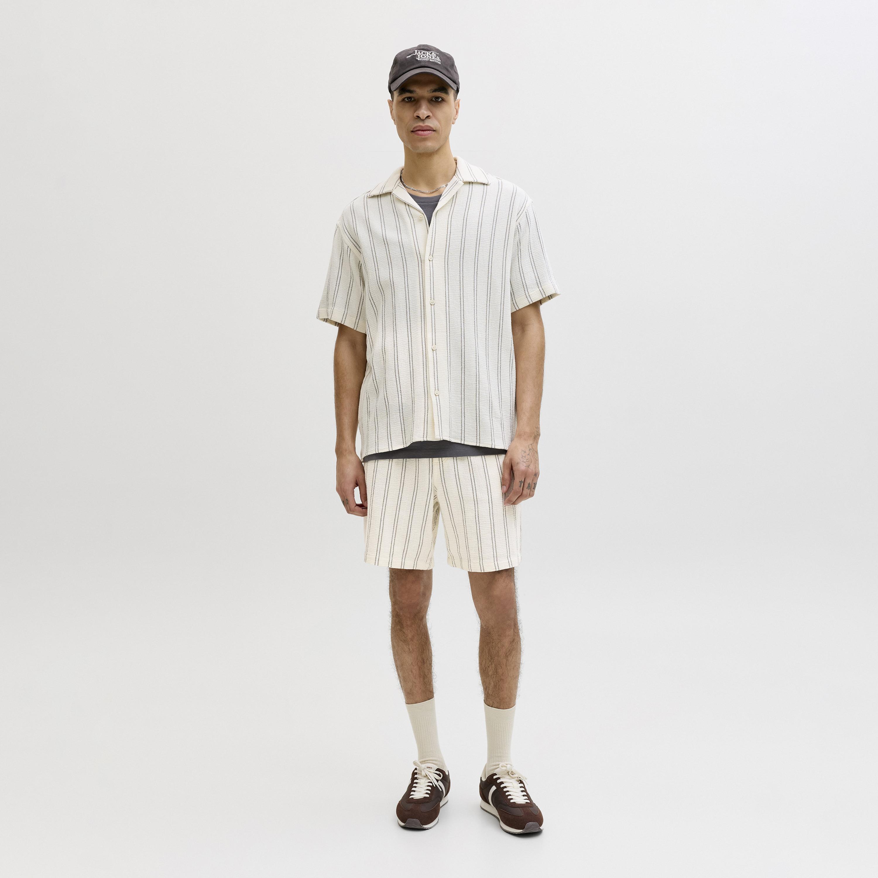 Jack & Jones Striped Mid-Rise Elasticated Drawstring Waist Men's Shorts-men-clothing-bottoms-shorts-image-17