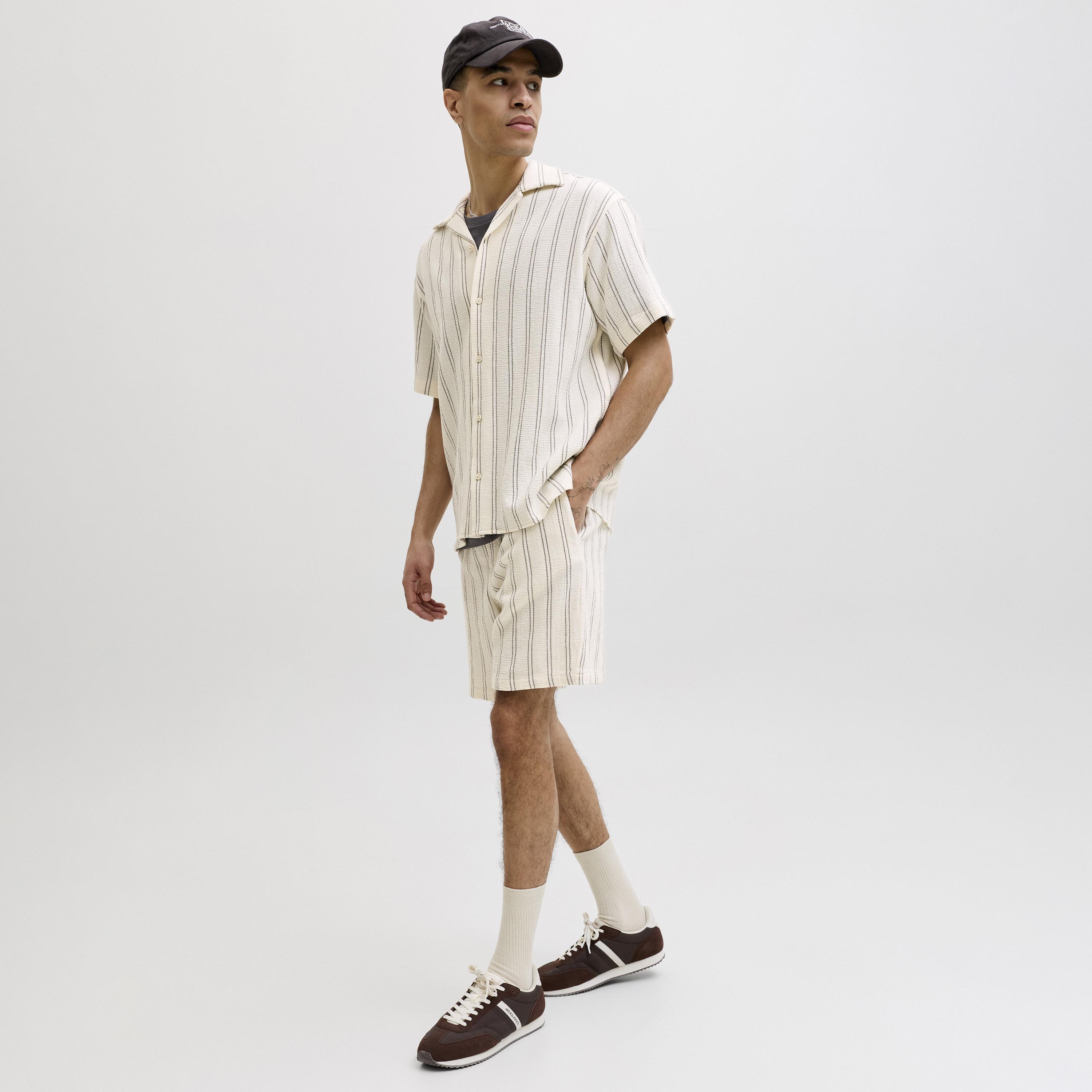 Jack & Jones Striped Mid-Rise Elasticated Drawstring Waist Men's Shorts-men-clothing-bottoms-shorts-image-20