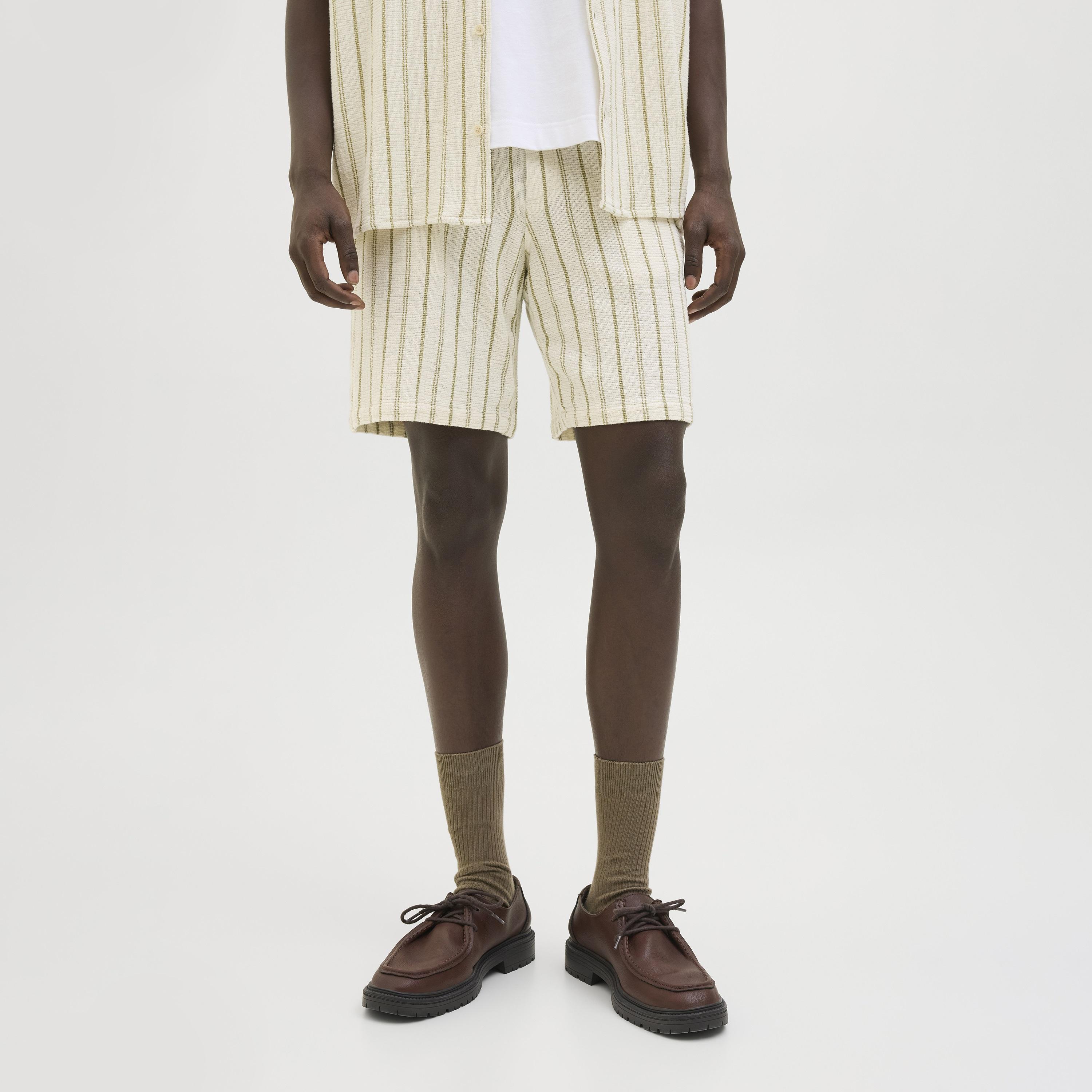 Jack & Jones Striped Mid-Rise Elasticated Drawstring Waist Men's Shorts-men-clothing-bottoms-shorts-image-1
