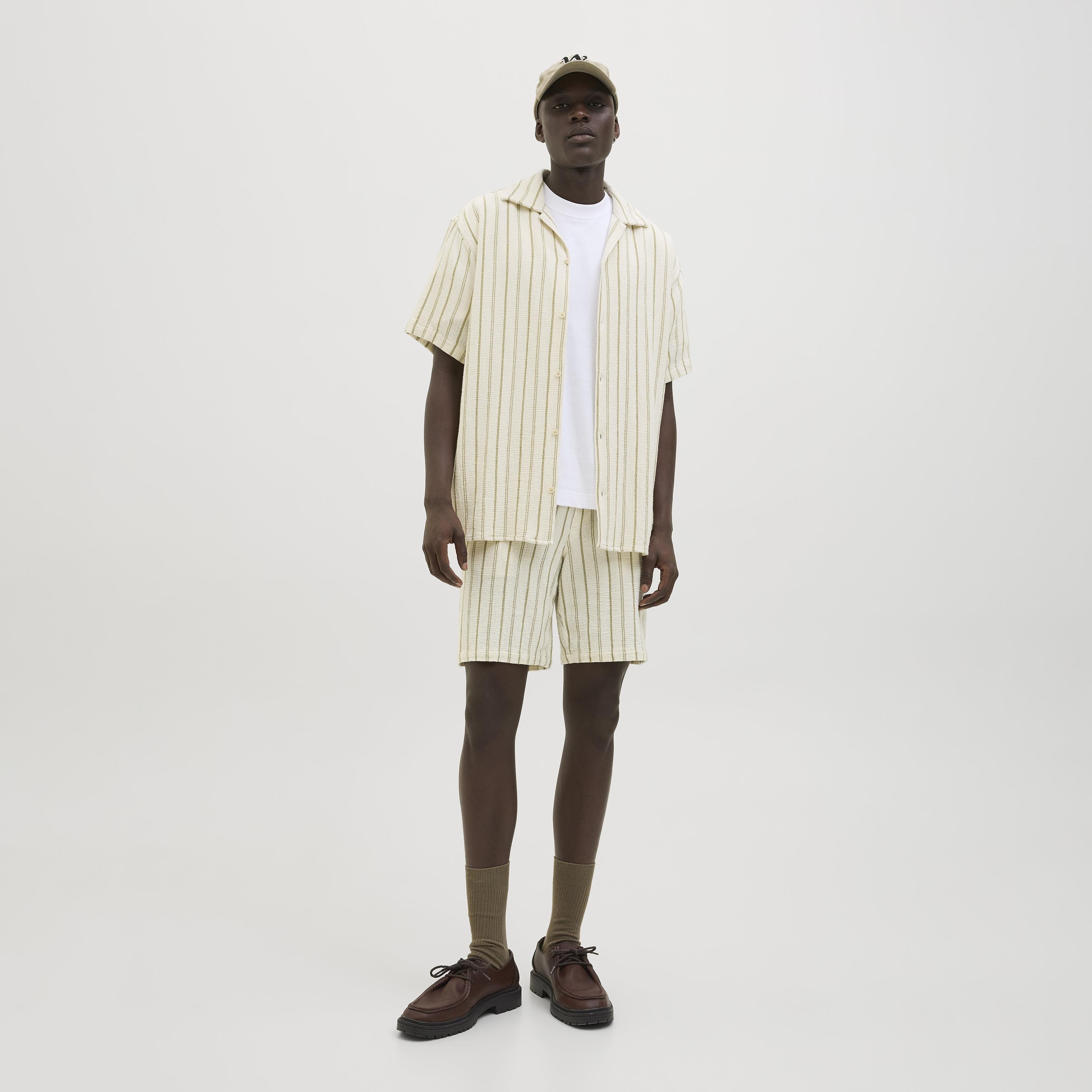 Jack & Jones Striped Mid-Rise Elasticated Drawstring Waist Men's Shorts-men-clothing-bottoms-shorts-image-10