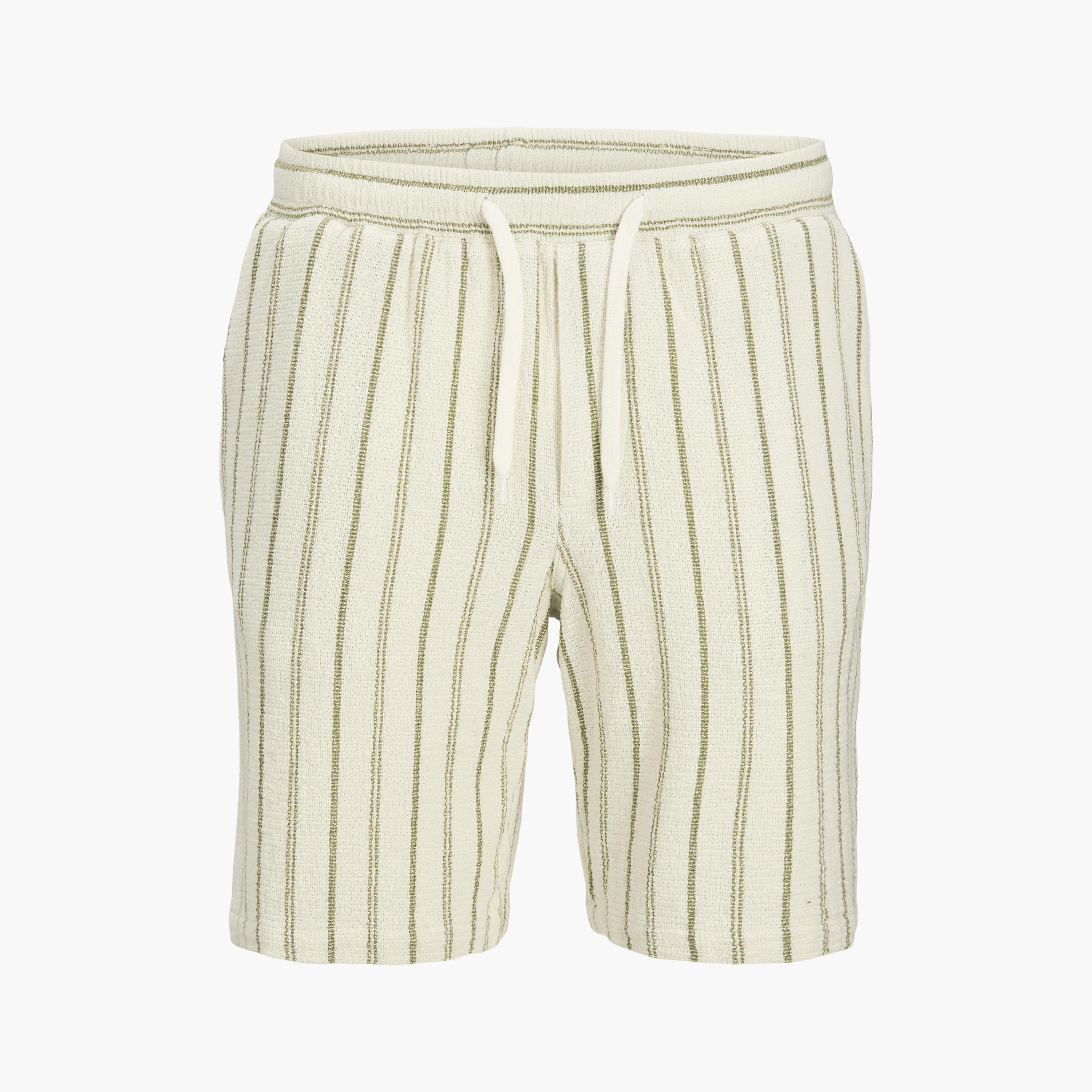 Jack & Jones Striped Mid-Rise Elasticated Drawstring Waist Men's Shorts-men-clothing-bottoms-shorts-image-13
