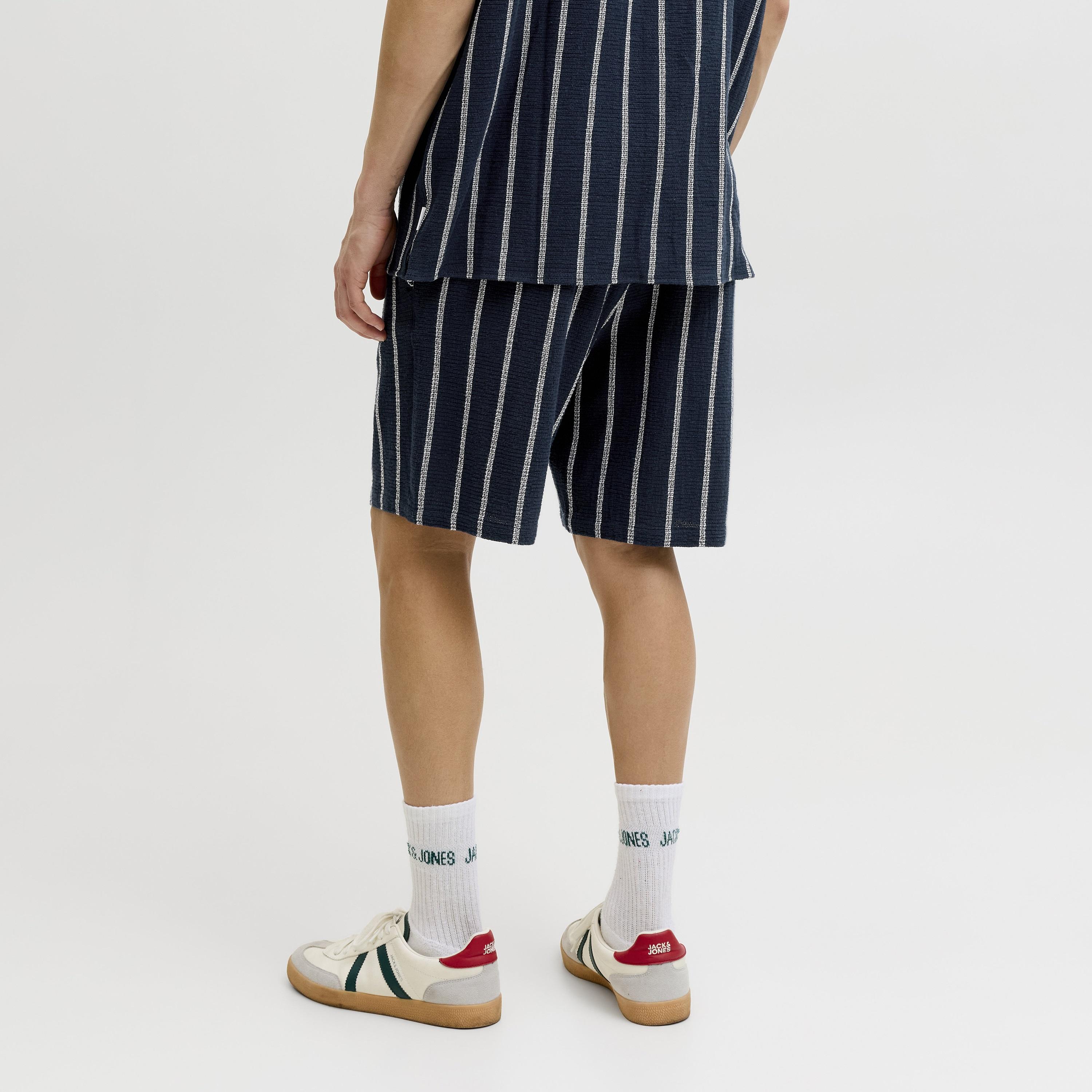 Jack & Jones Striped Mid-Rise Elasticated Drawstring Waist Men's Shorts-men-clothing-bottoms-shorts-image-34