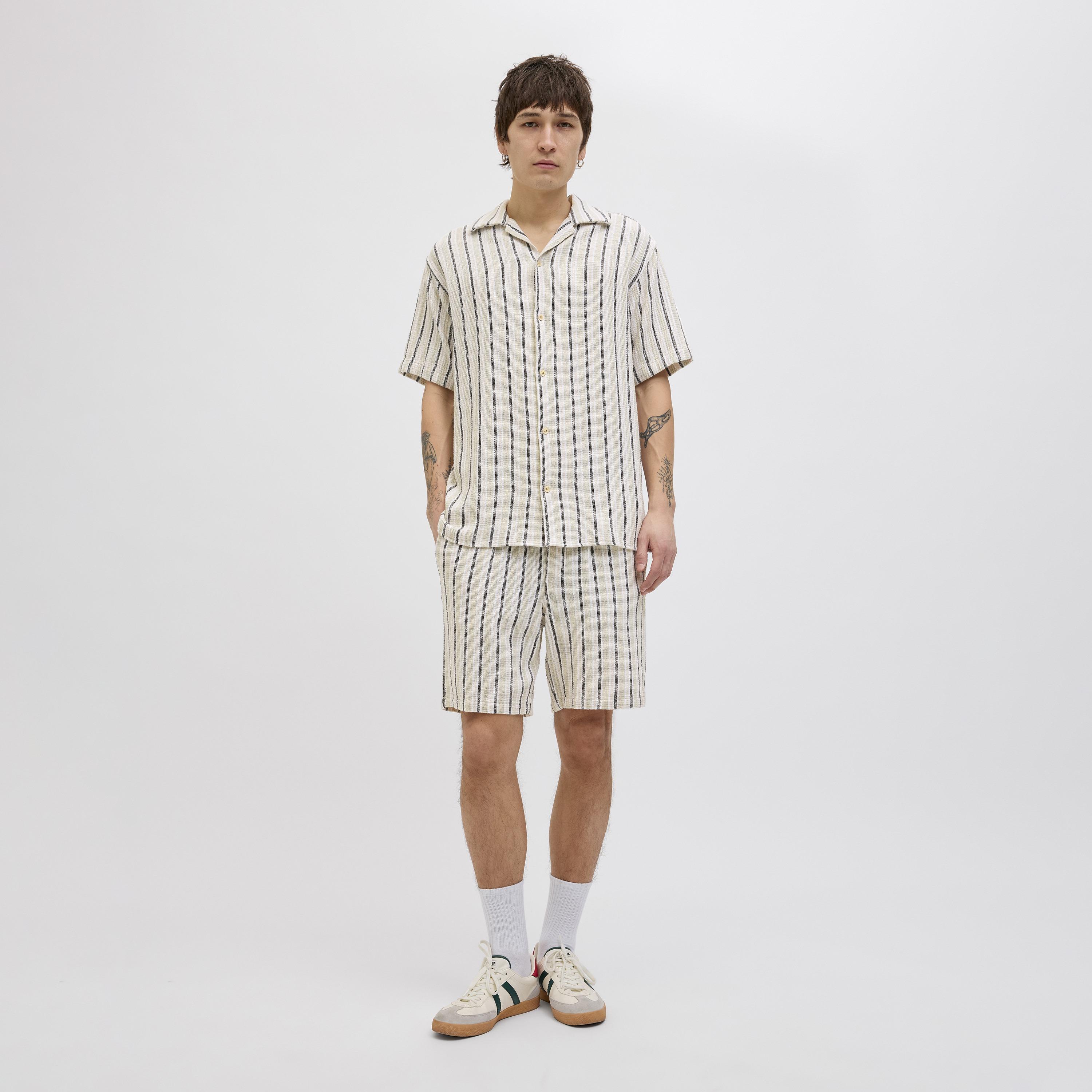 Jack & Jones Striped Mid-Rise Elasticated Drawstring Waist Men's Shorts-men-clothing-bottoms-shorts-image-2