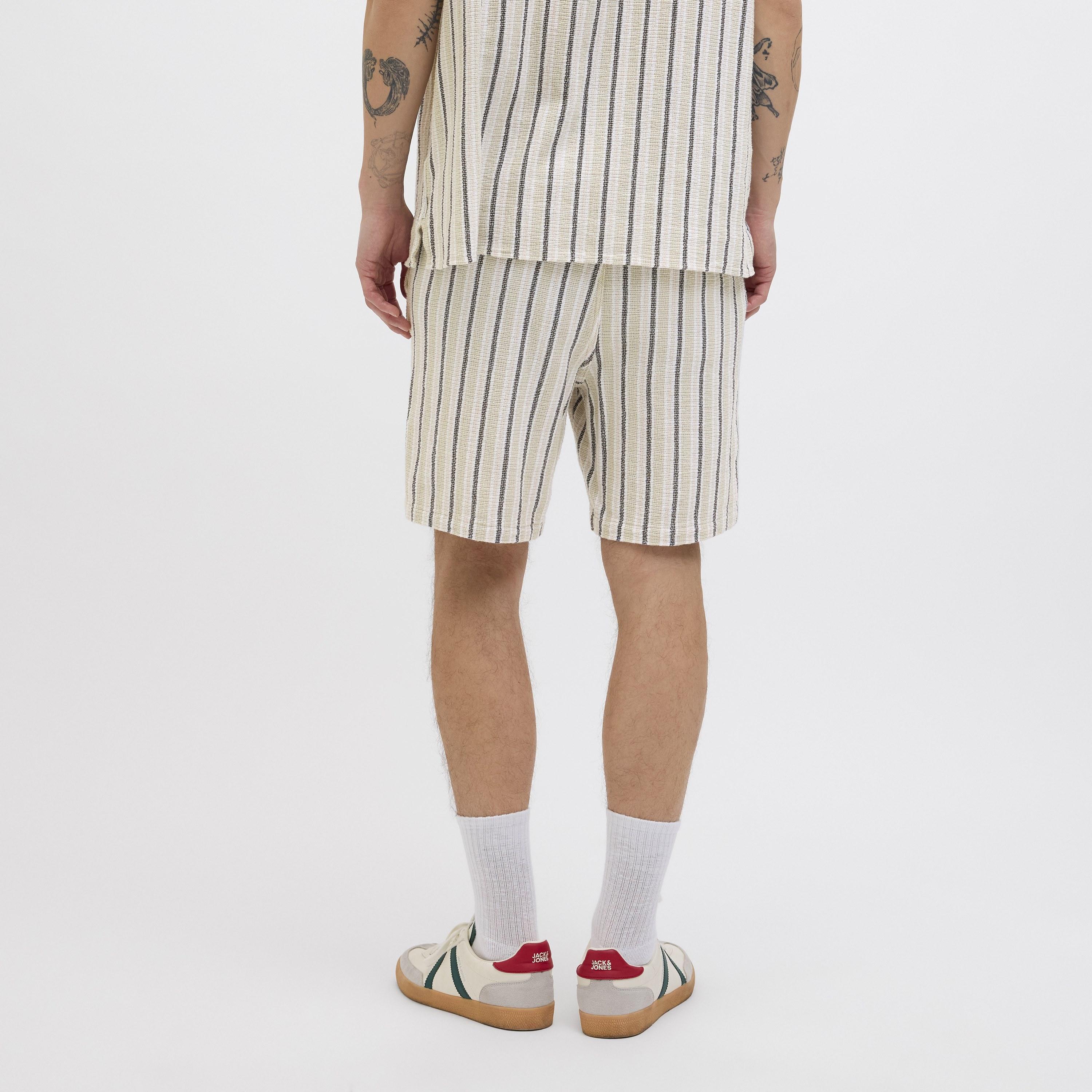 Jack & Jones Striped Mid-Rise Elasticated Drawstring Waist Men's Shorts-men-clothing-bottoms-shorts-image-4