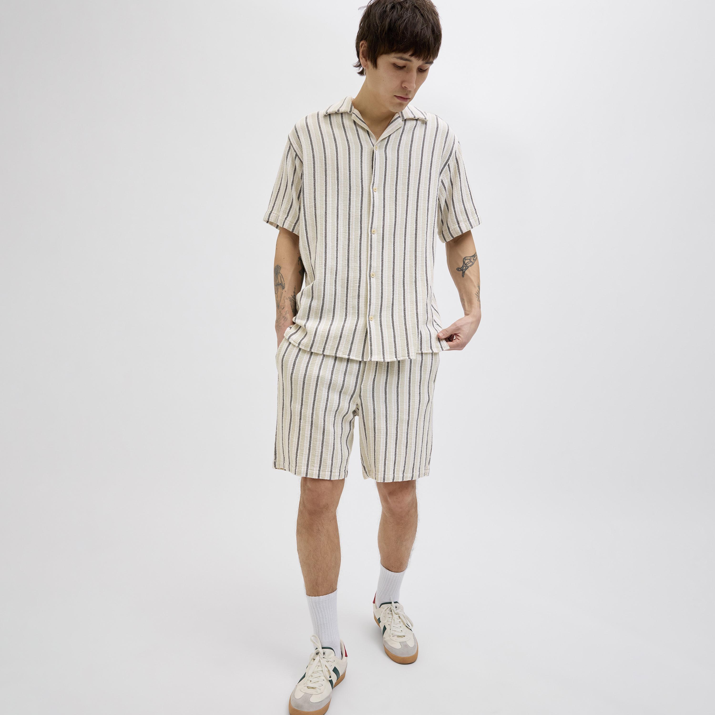 Jack & Jones Striped Mid-Rise Elasticated Drawstring Waist Men's Shorts-men-clothing-bottoms-shorts-image-5